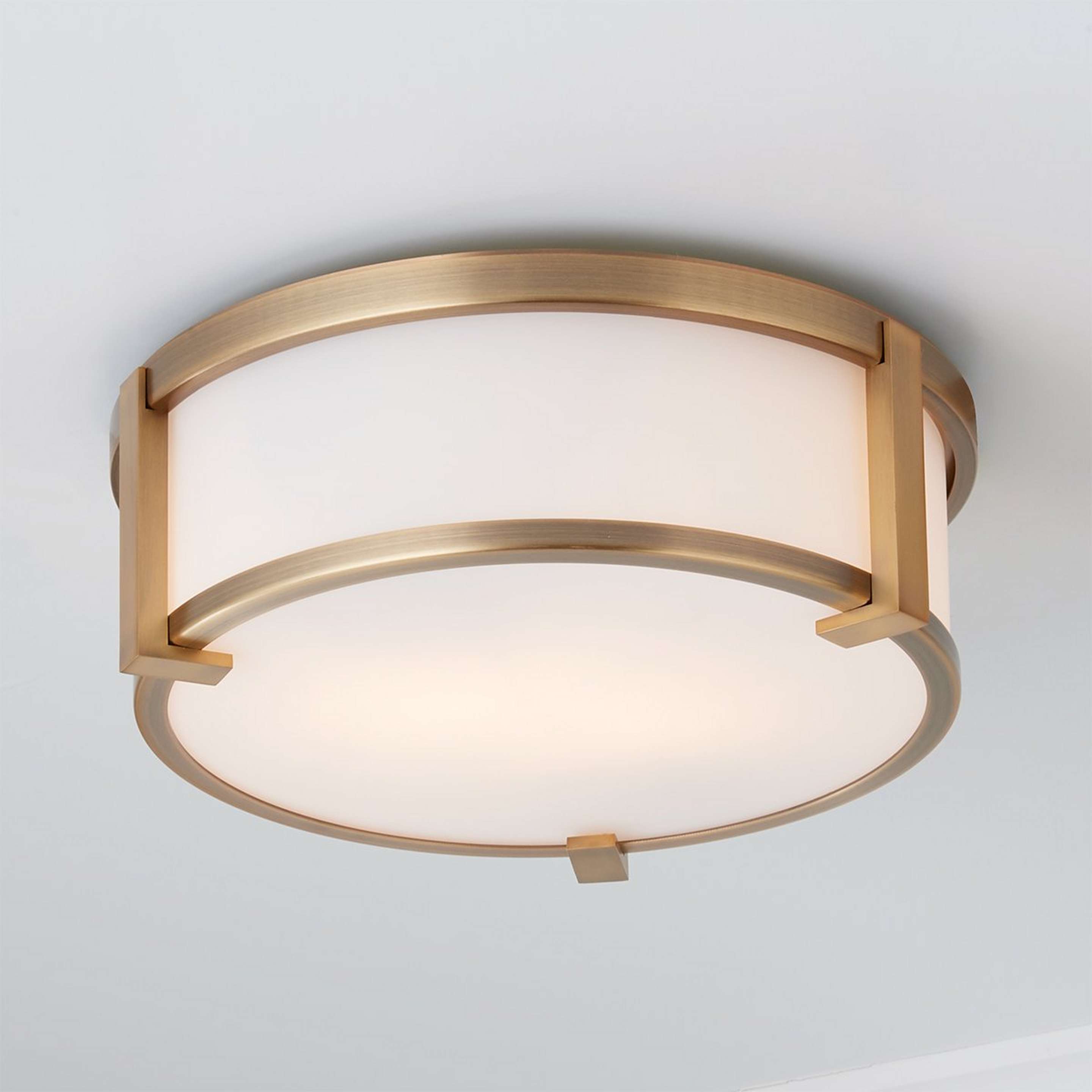 A Lenora Opal Glass Ceiling Light - Small with Antique Brass / Opal Glass color