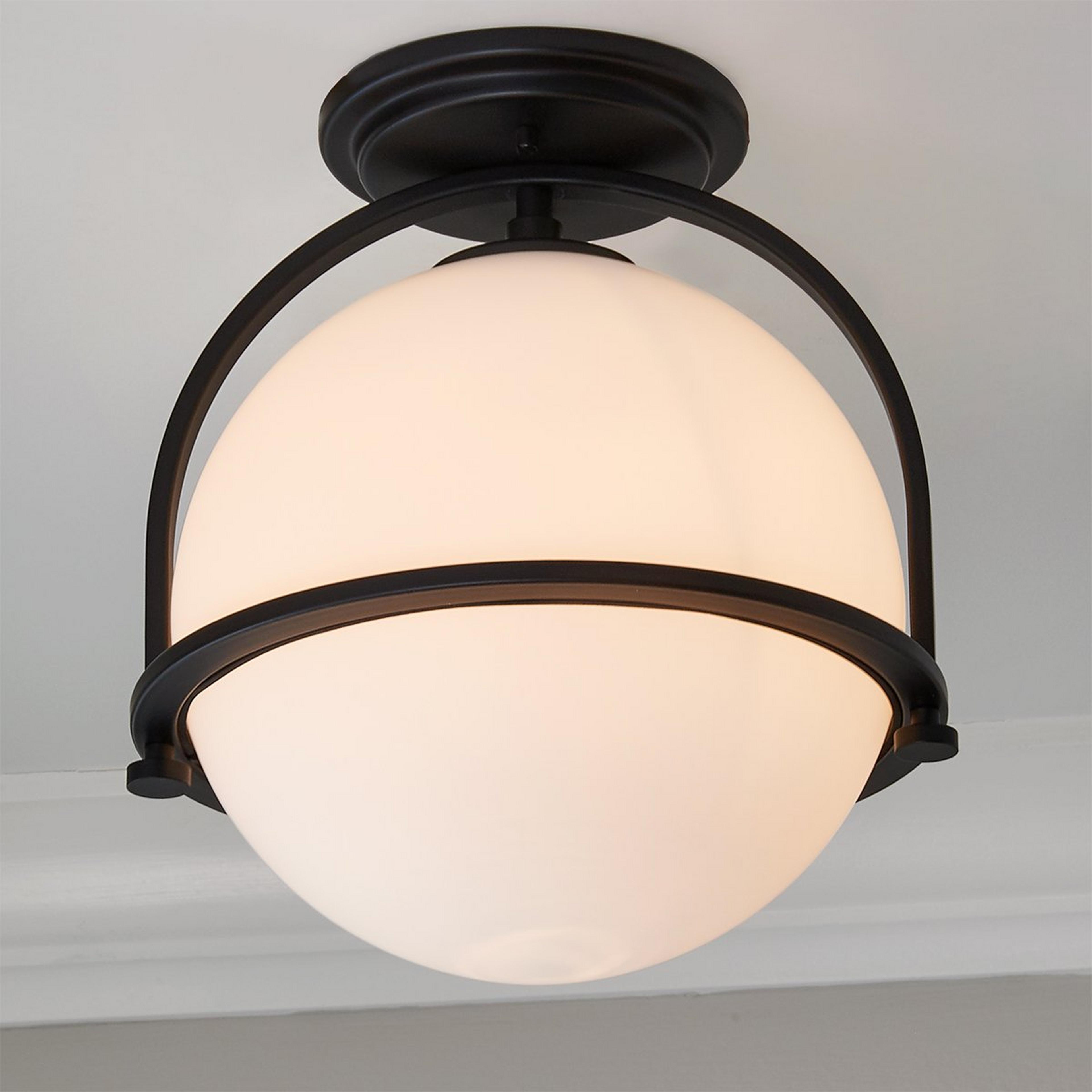 A Apogee Ceiling Light with Black / Opal Glass color