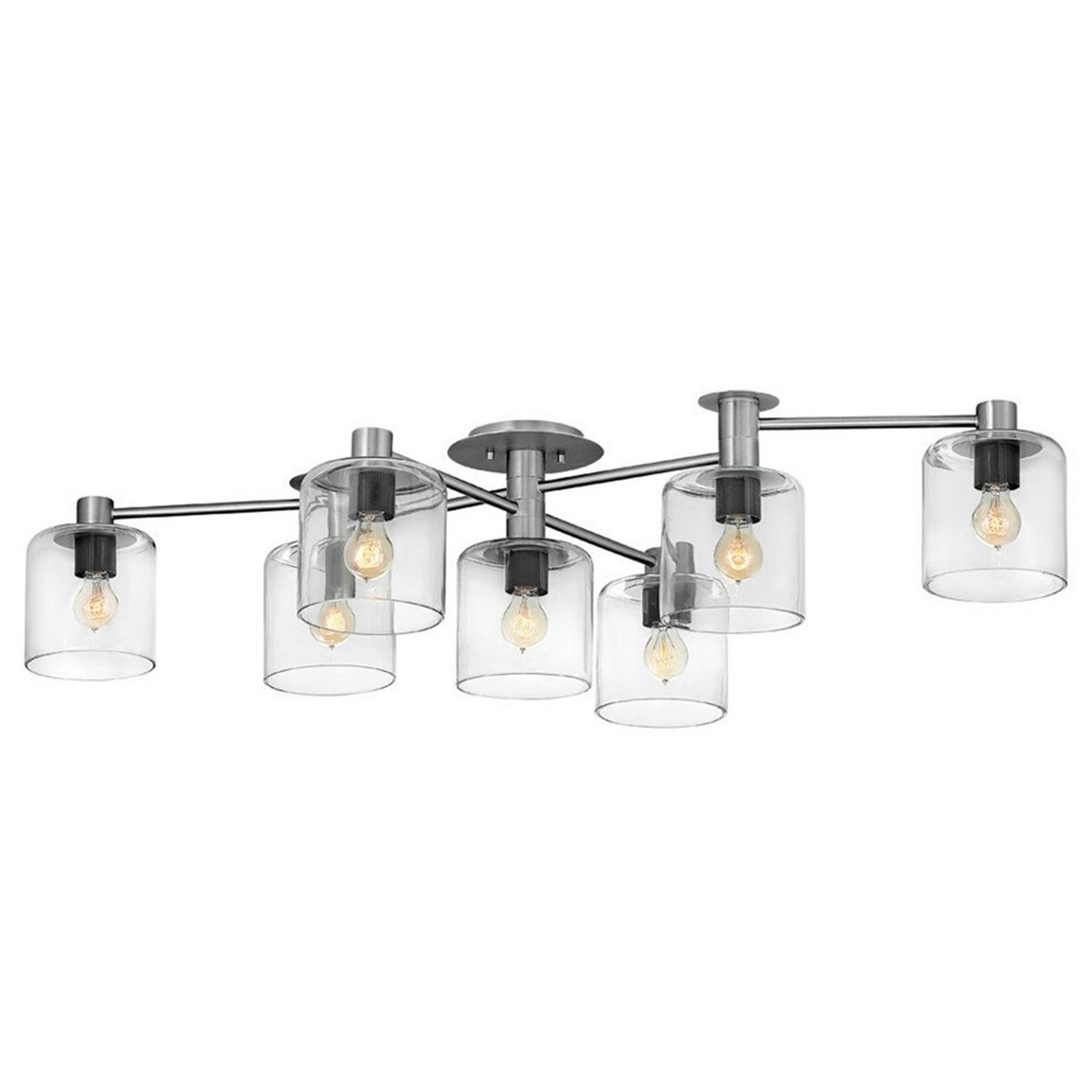 A Arlington Semi-Flush Ceiling Light - Large with Brushed Nickel / Black / Clear Glass color