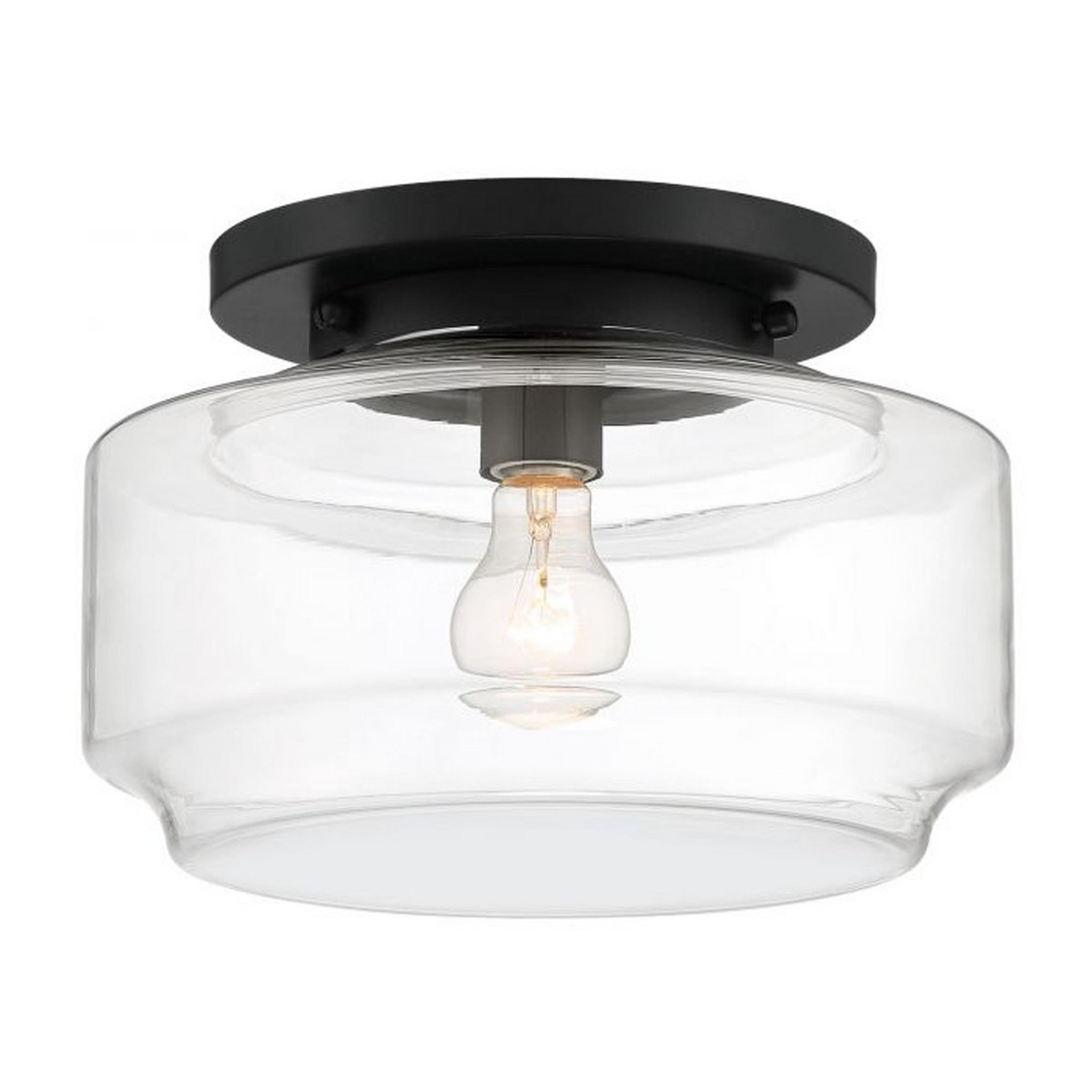 A Orson Semi-Flush Ceiling Light with Black / Clear Glass color