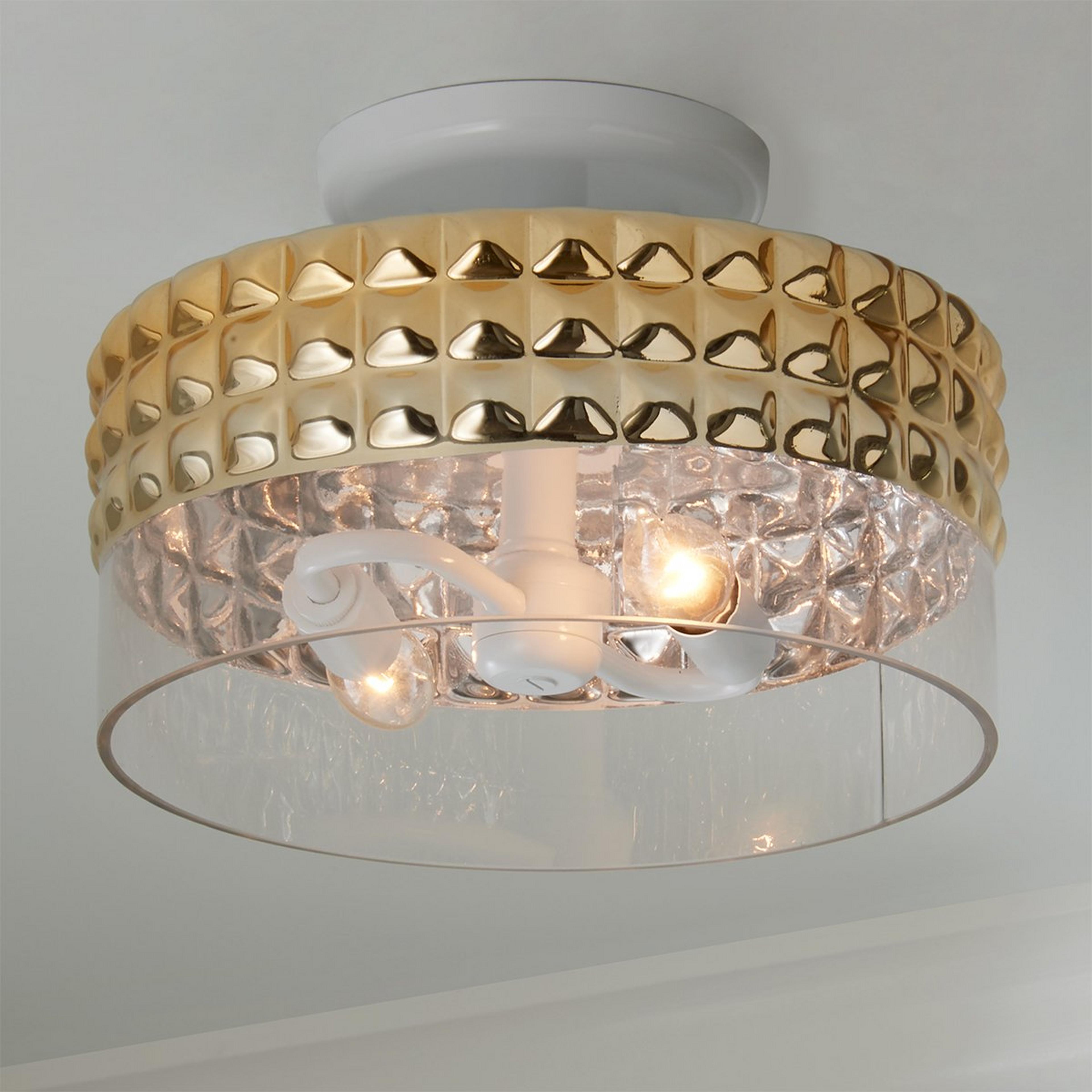 A Studly Semi-Flush Ceiling Light with White / Gold / Clear  color