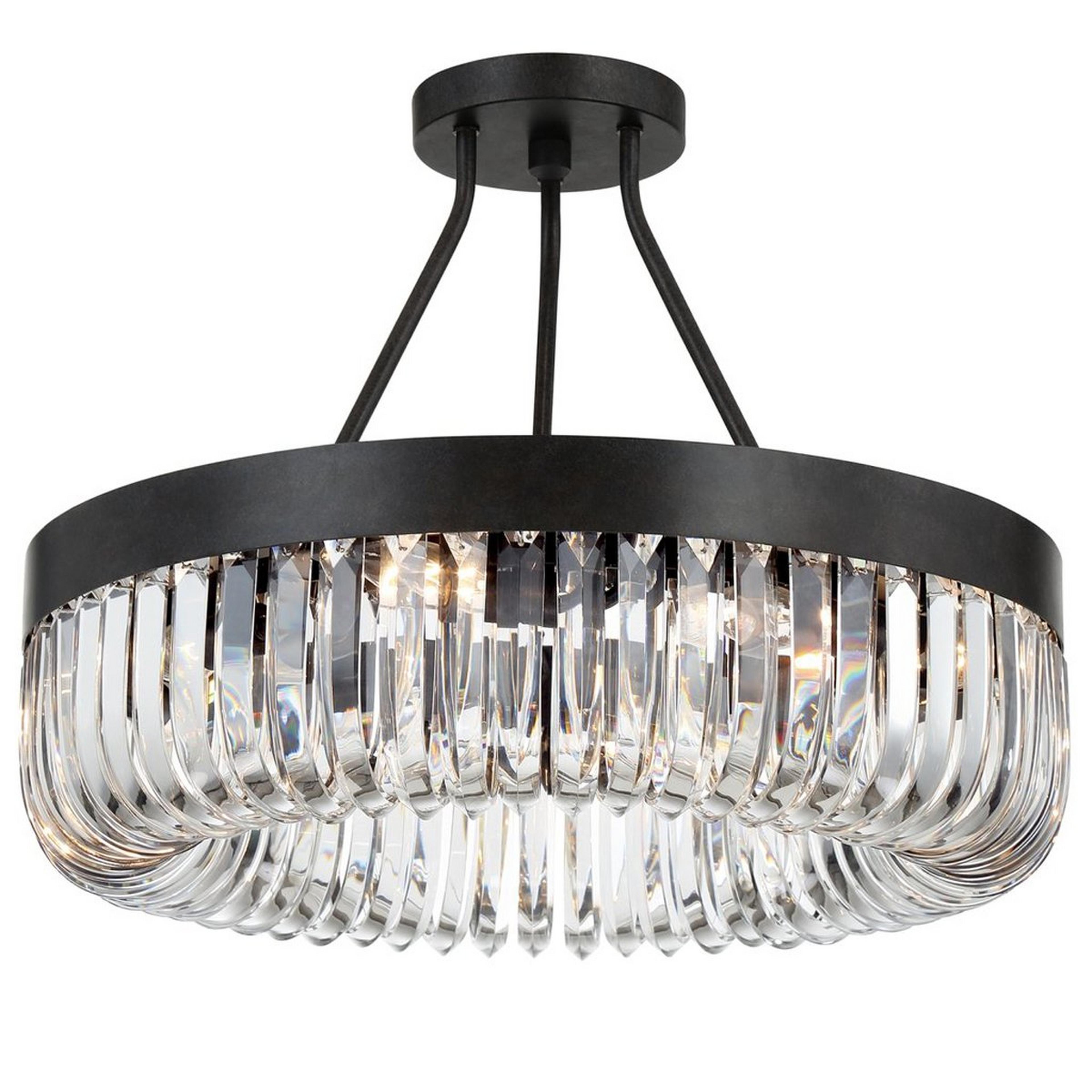 A Curved Crystal Basket Semi-Flush Ceiling Light with undefined color