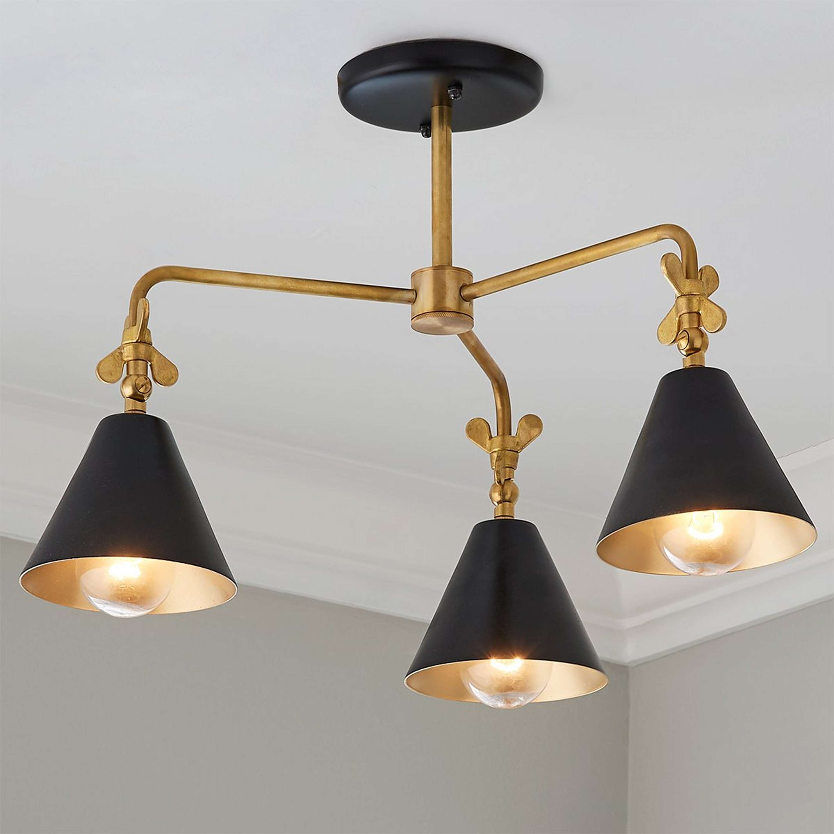 A Wendy Umanoff Flutter Semi-Flush Ceiling Light with Brass / Black color