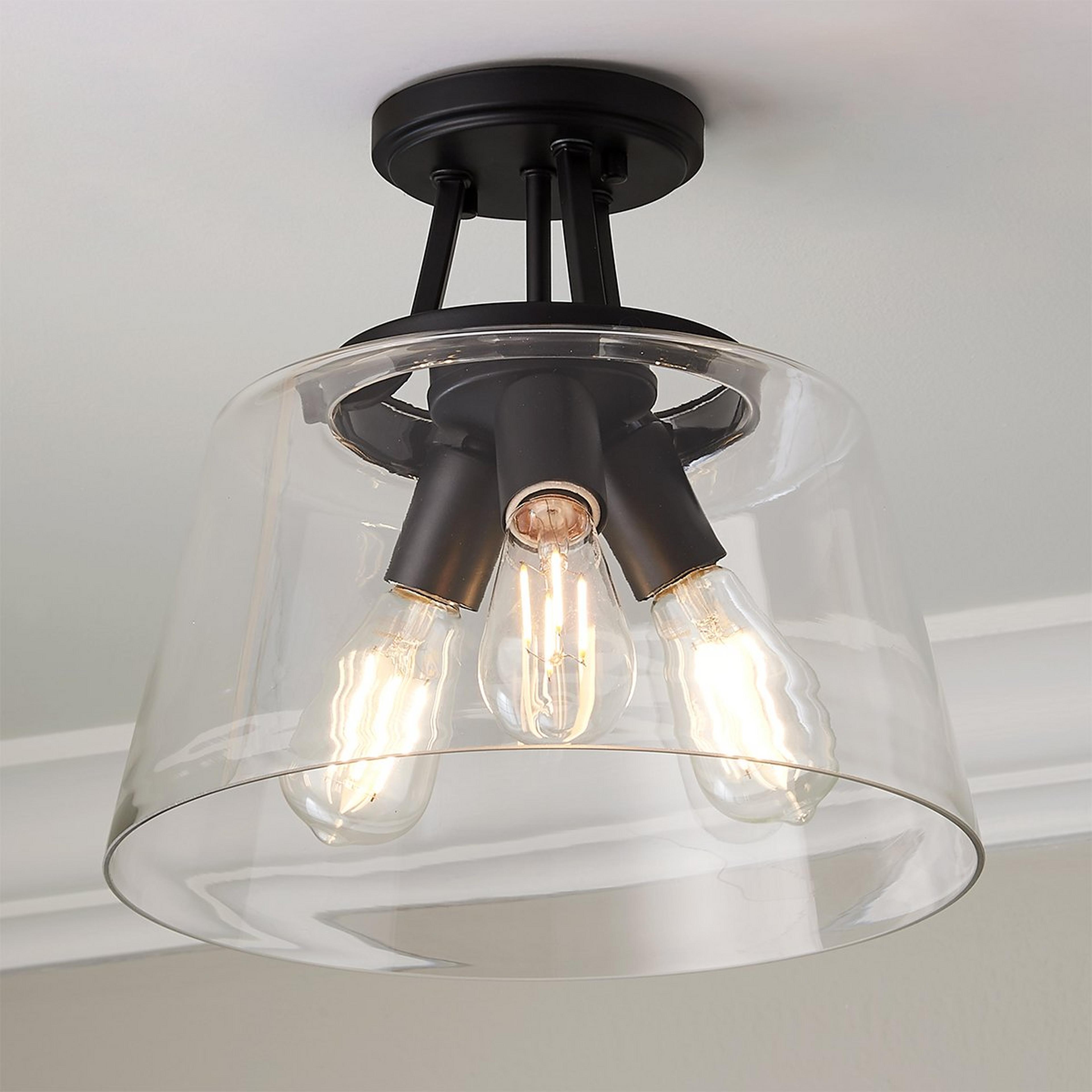A T Bar Taper Semi-Flush Ceiling Light with Black / Clear color