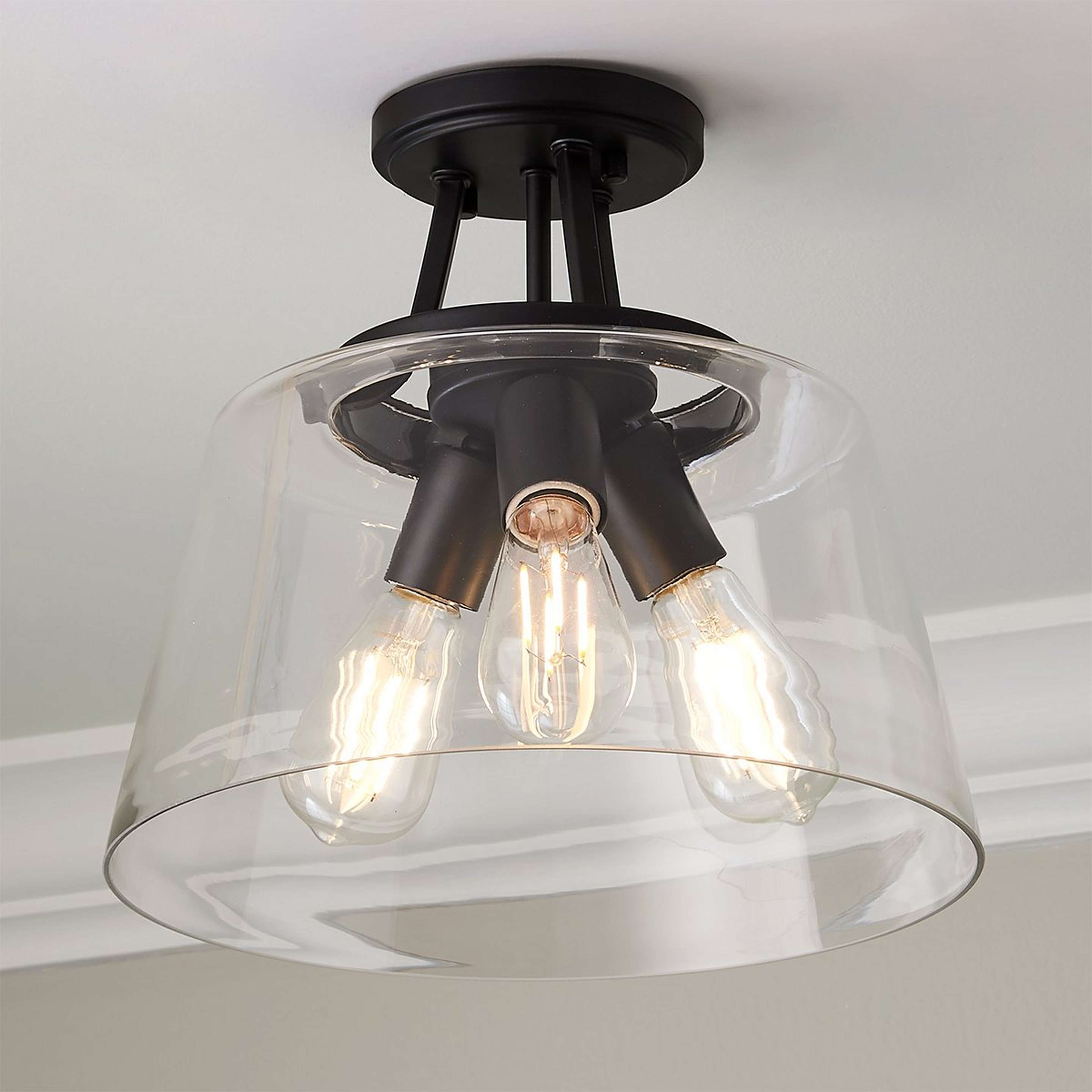 A T Bar Taper Semi-Flush Ceiling Light with Black / Clear color