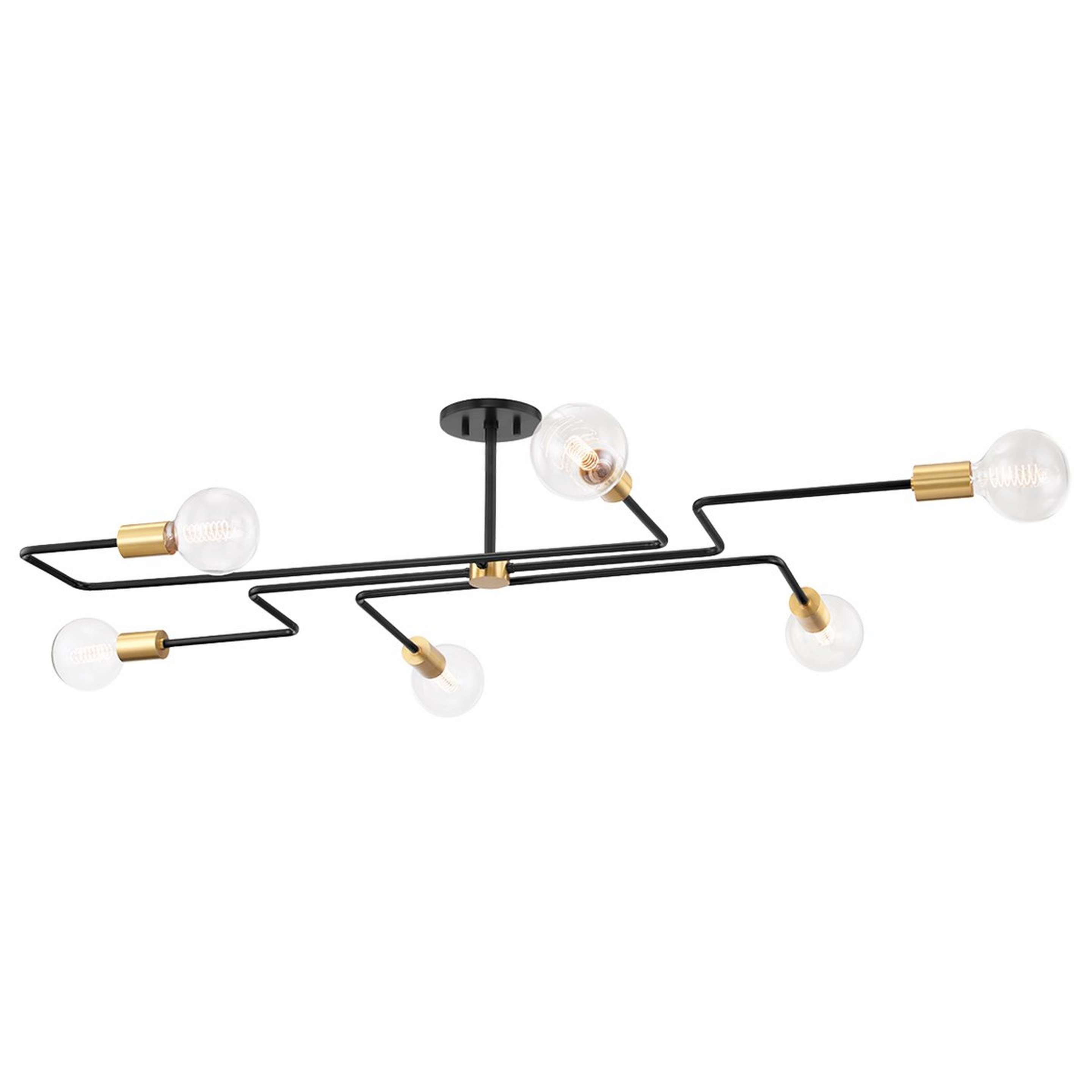 A Replicas Semi-Flush Ceiling Light - Large with Textured Black / Aged Brass color
