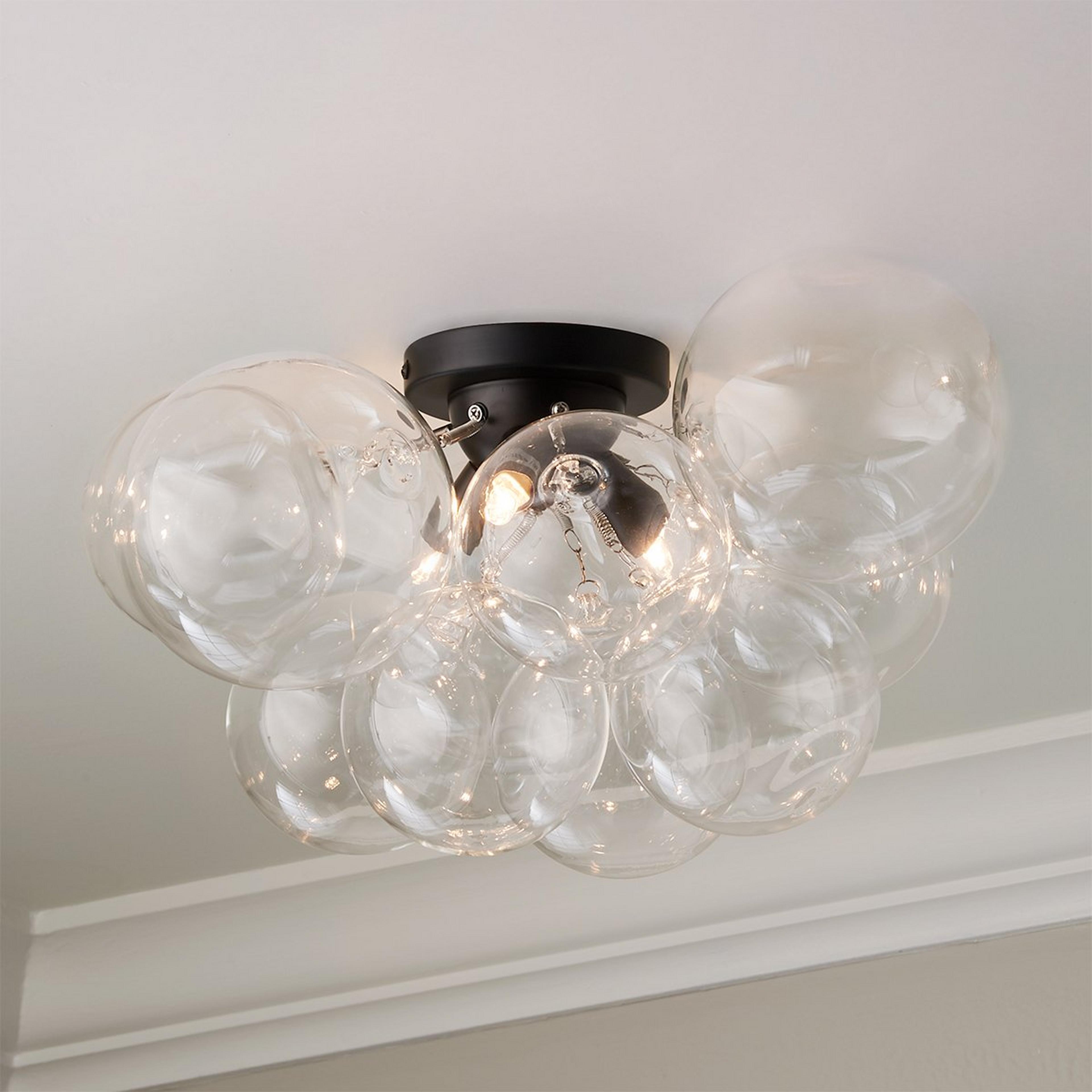 A Bowlby Semi-Flush Ceiling Light with Matte Black / Clear Glass  color