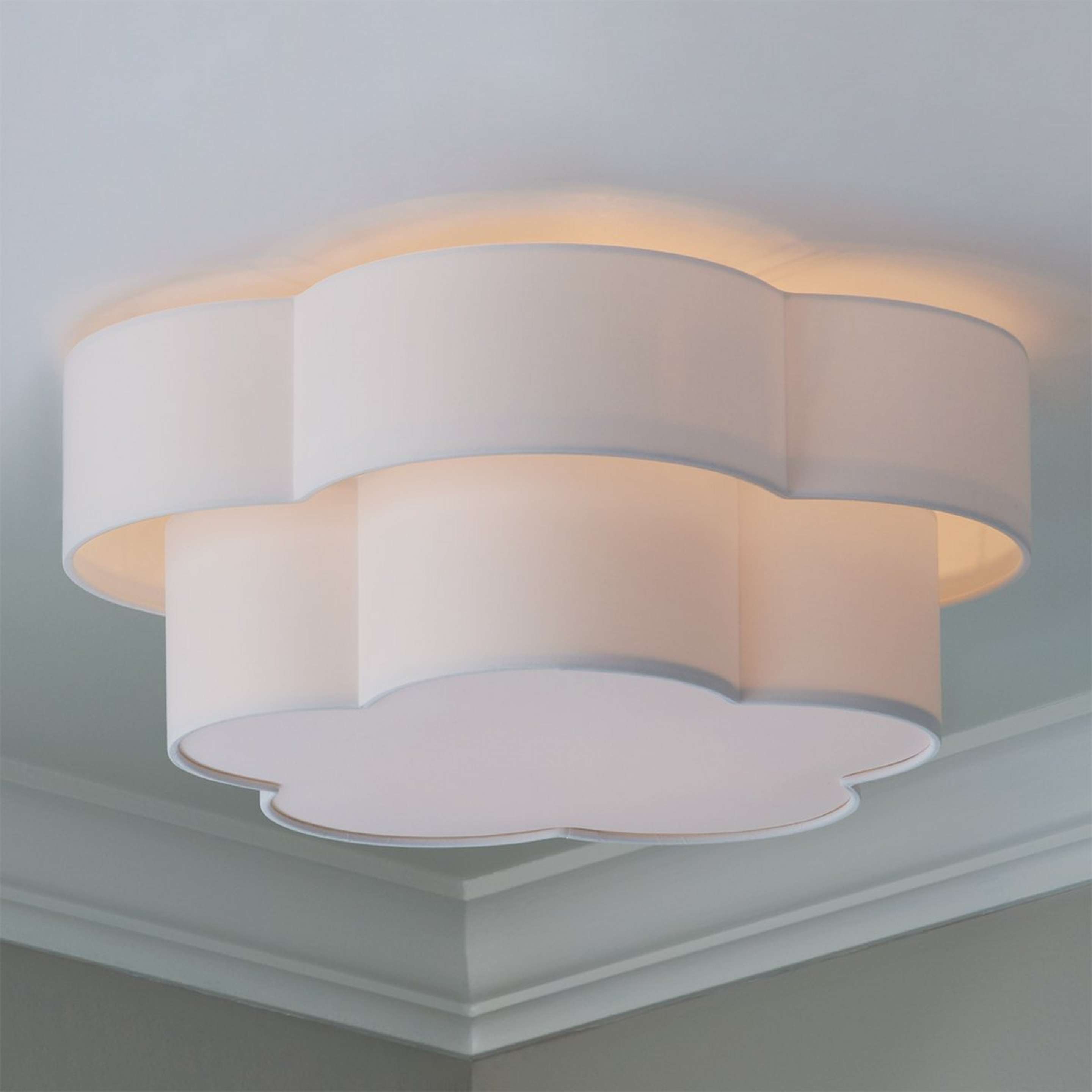 A Fleur Ceiling Light with Aged Brass / White Linen color