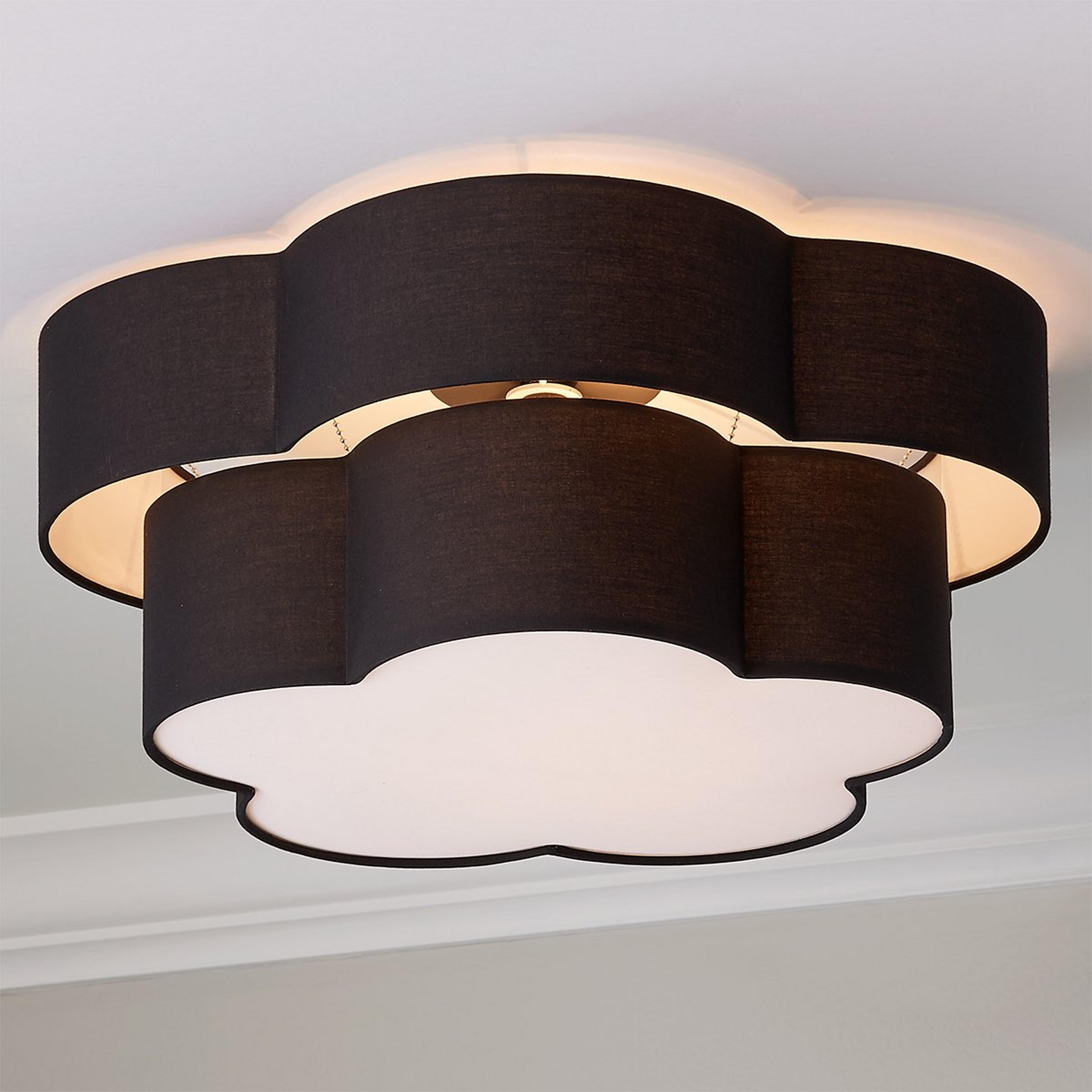 A Fleur Ceiling Light with Matte Black / Black Linen color