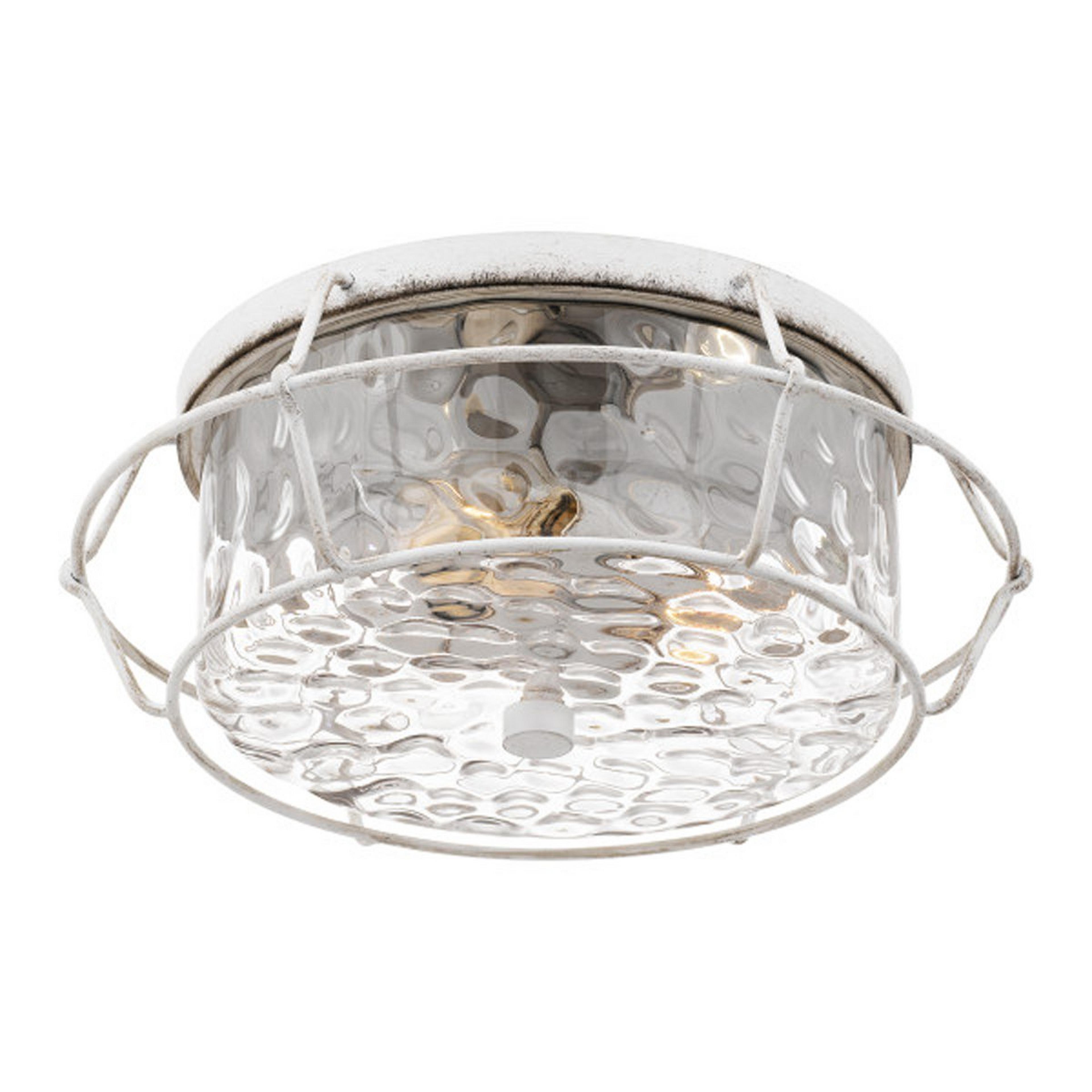 A Caged Harbor Ceiling Light with Antique White / Clear Water Glass  color