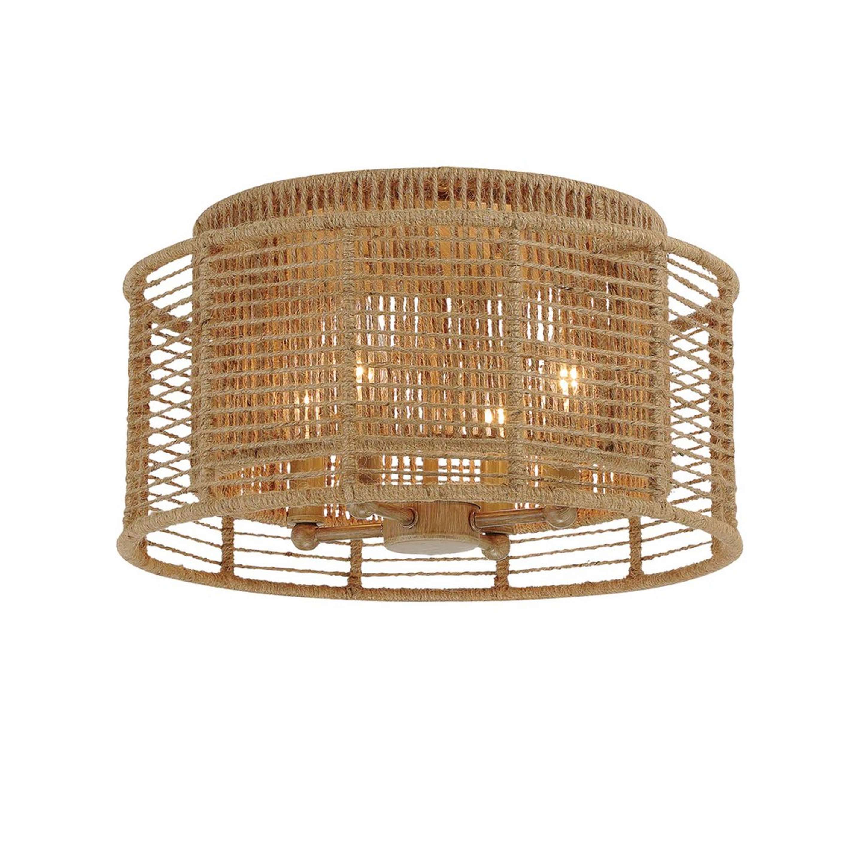 A Jute Veil Ceiling Light with Brushed Khaki / Natural Jute color