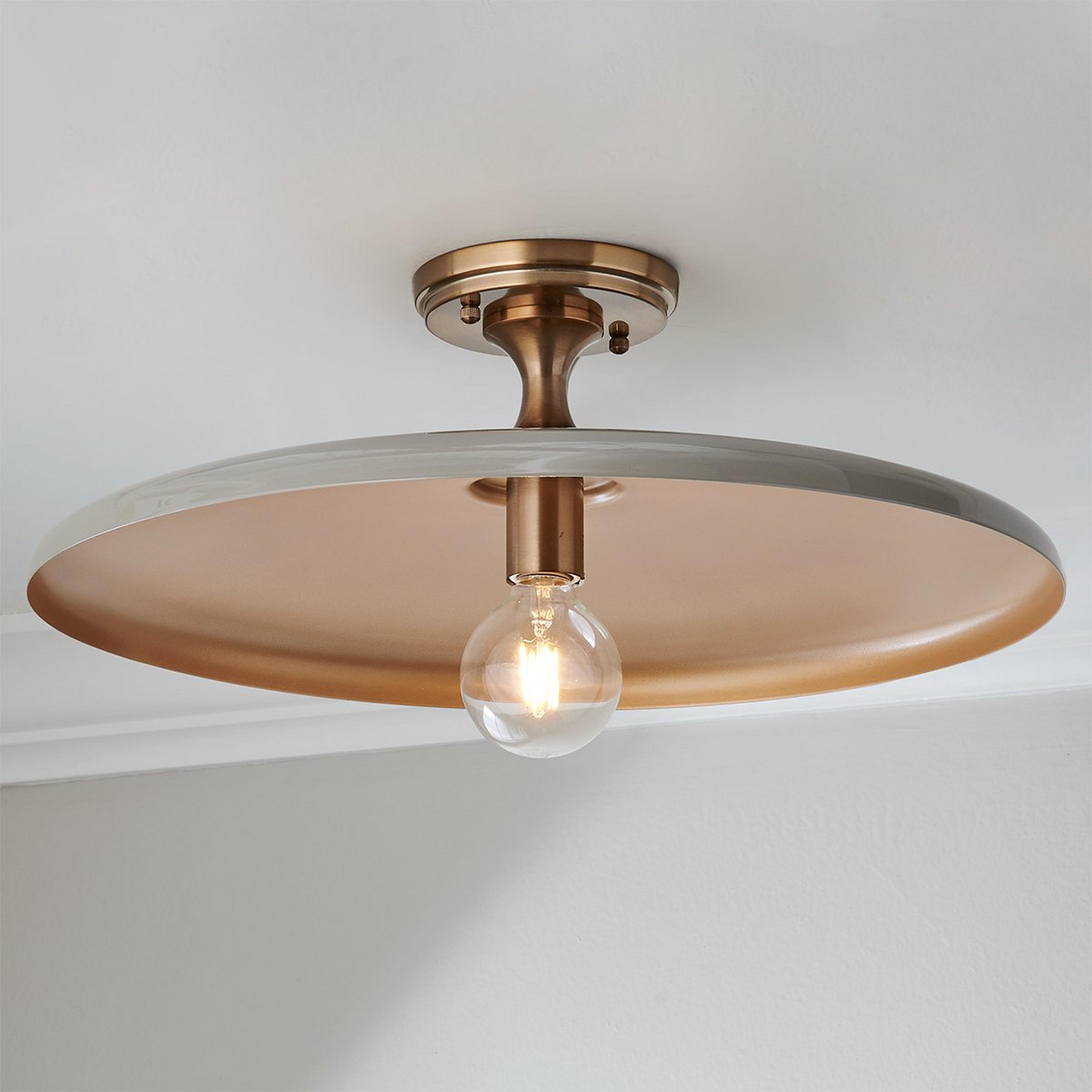 A Chris Loves Julia Victor Semi-Flush Ceiling Light with Brass / Gloss Deep Tan color