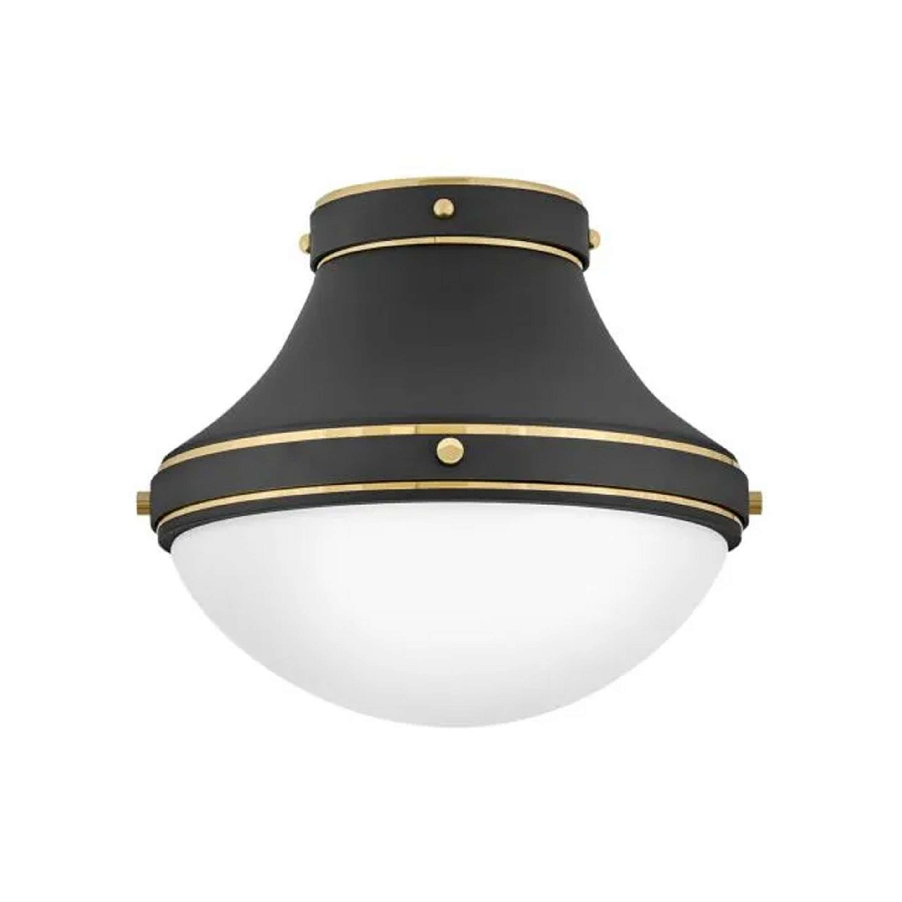 A Hoboken Semi-Flush Ceiling Light with Polished Brass / Gunmetal / White Glass color
