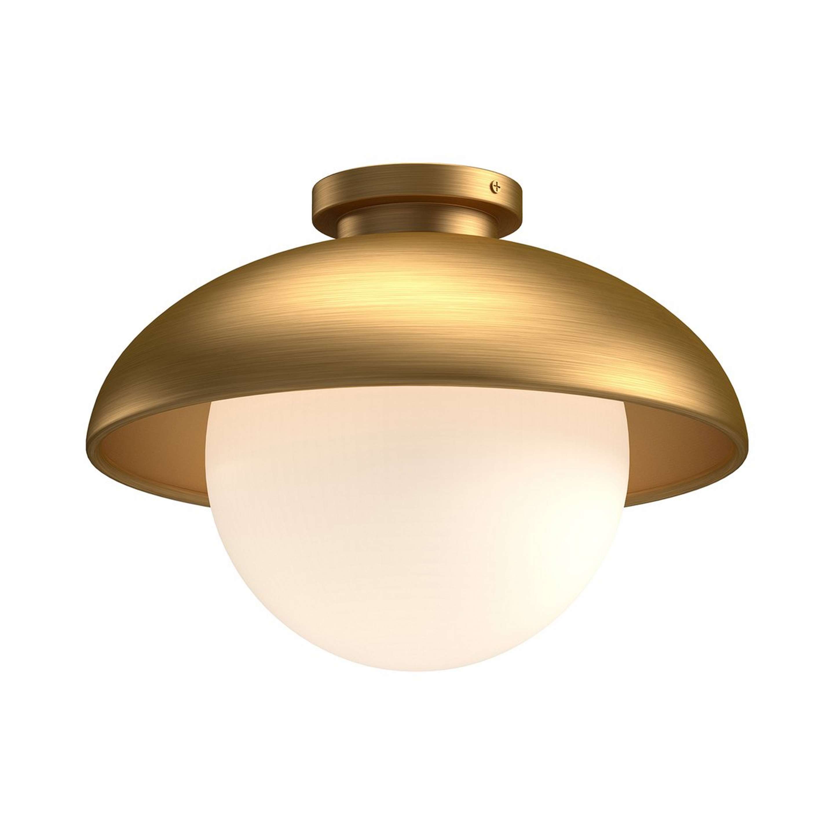 A Aleecia Semi-Flush Ceiling Light with Aged Brass / Opal Glass color