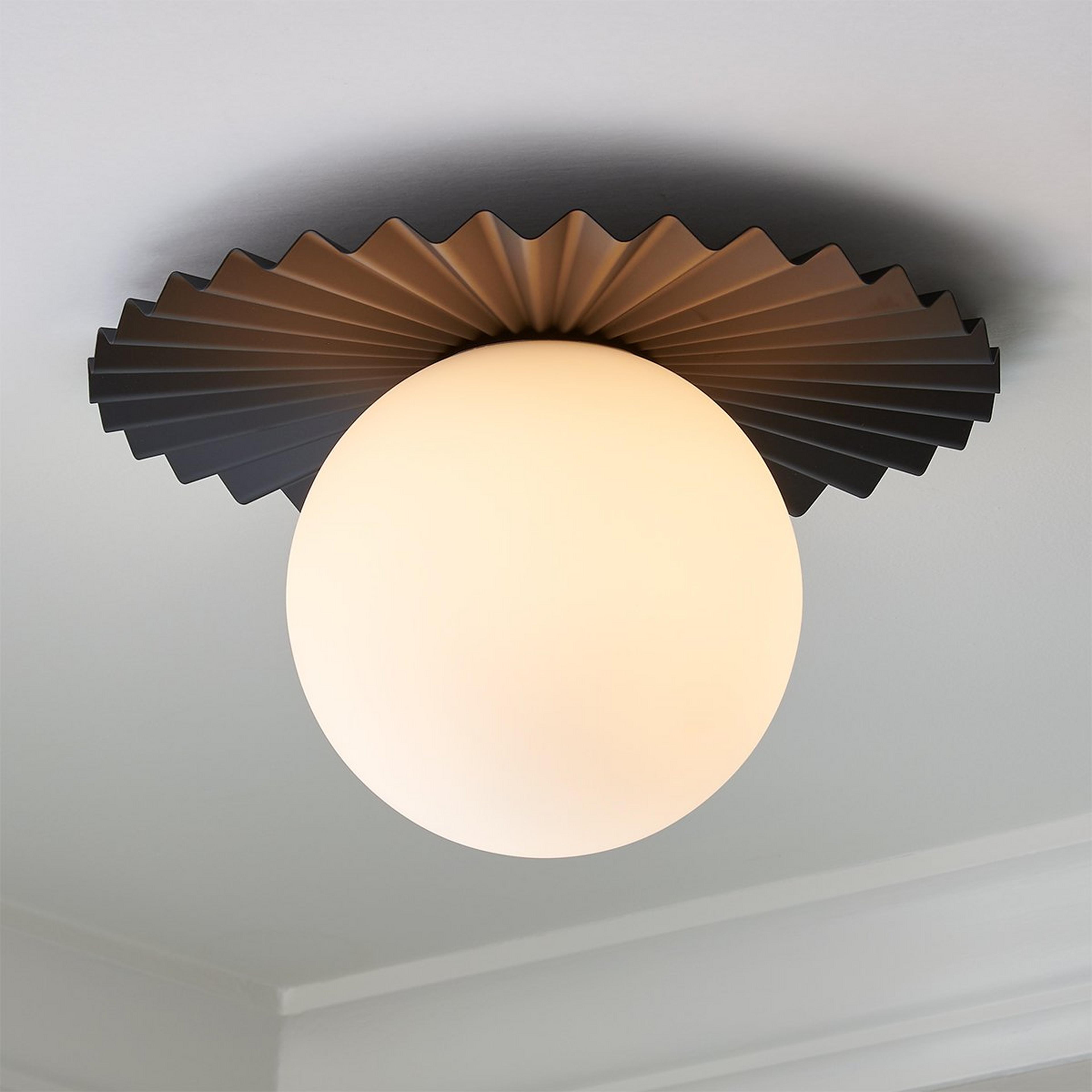 A En Pointe Ceiling Light - Large with Matte Black / Matte Opal Glass color
