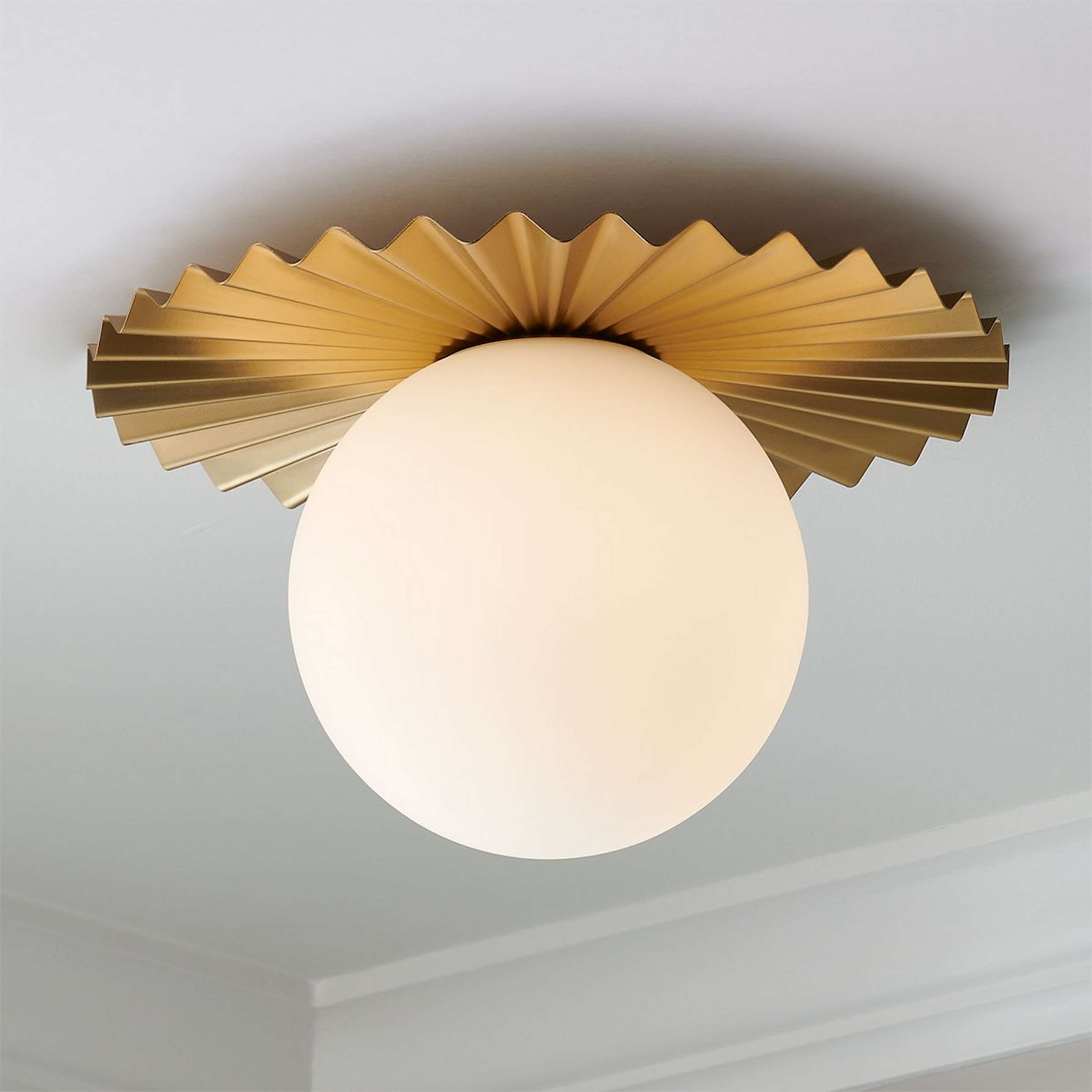 A En Pointe Ceiling Light - Large with Brushed Gold / Matte Opal Glass color