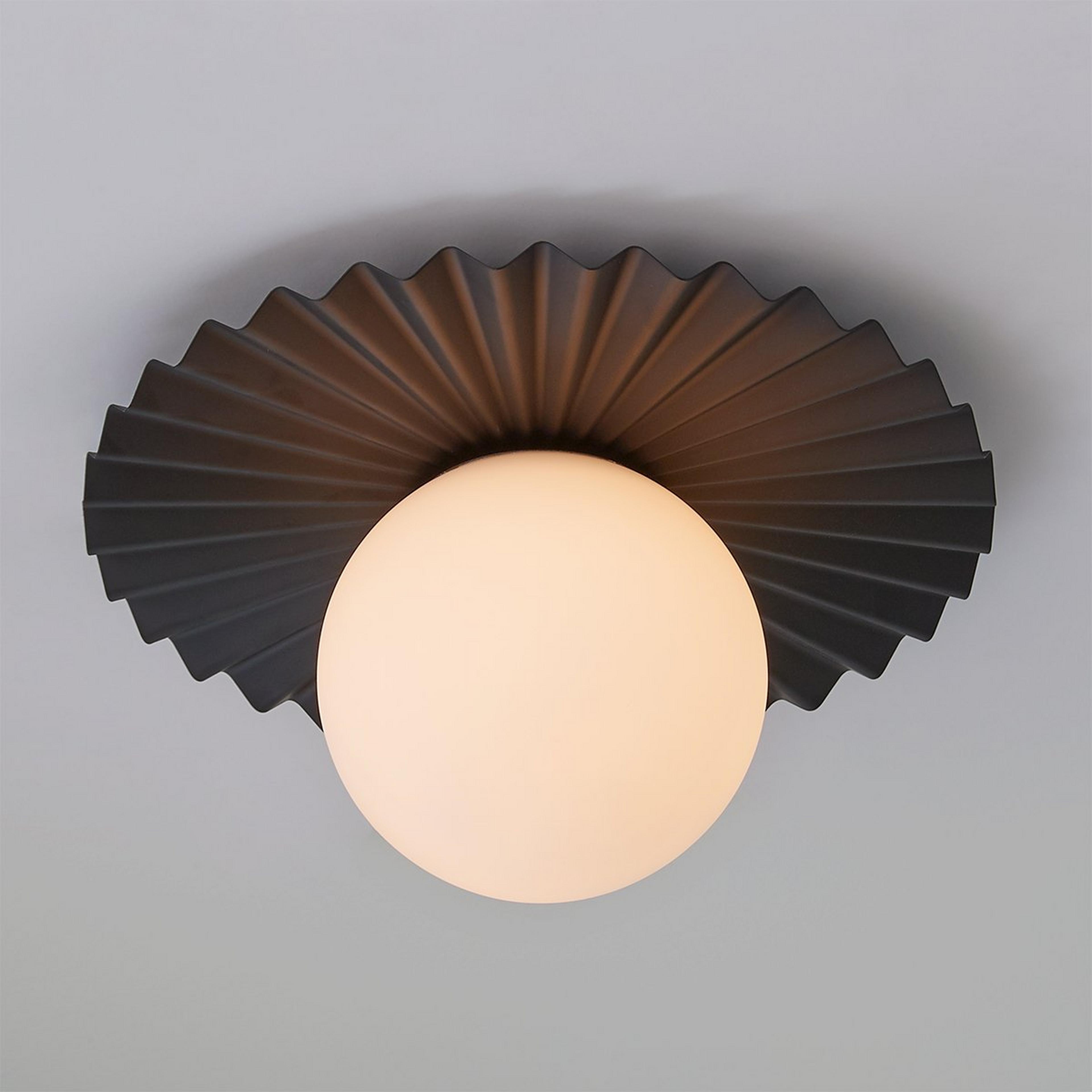 A En Pointe Ceiling Light - Small with Matte Black / Matte Opal Glass color