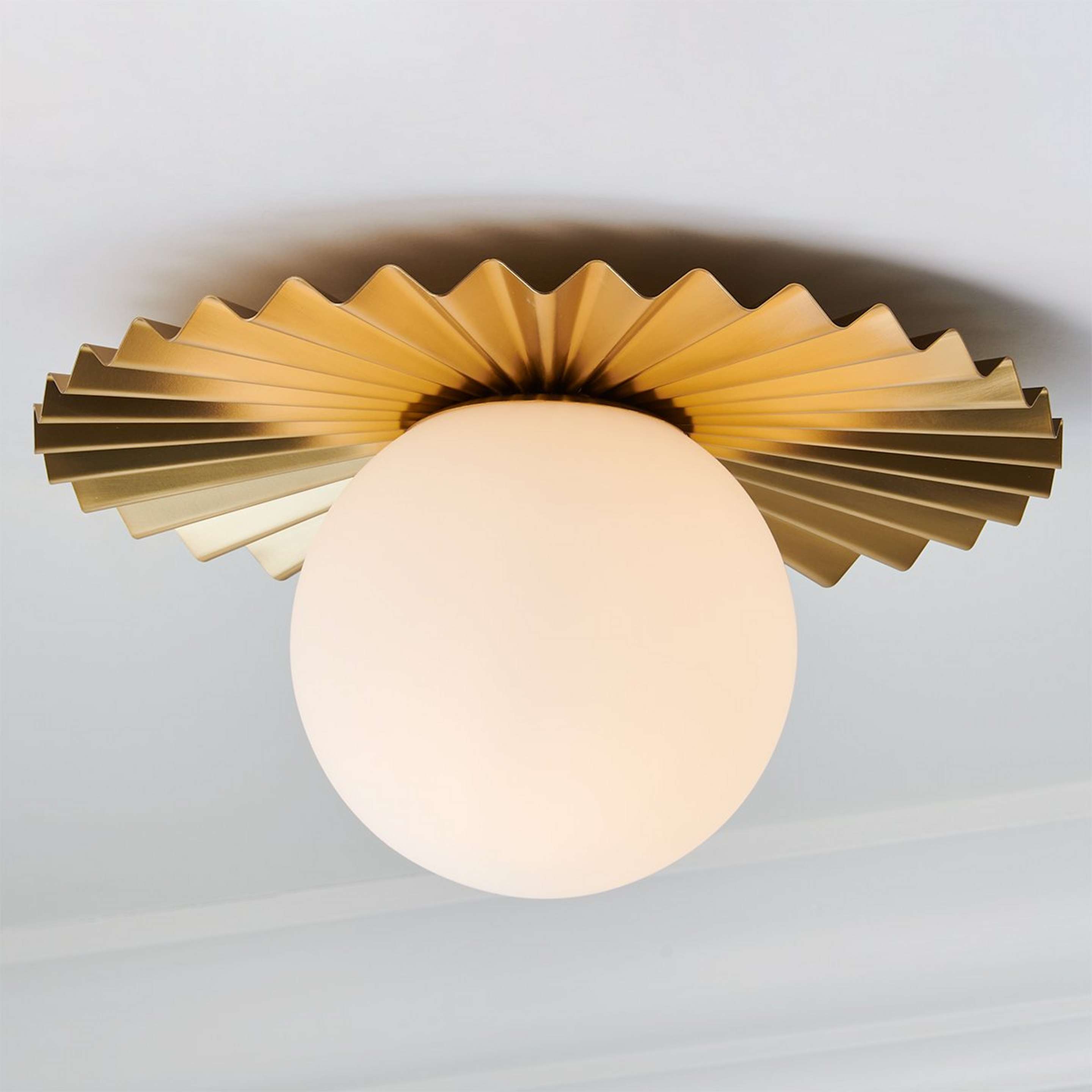 A En Pointe Ceiling Light - Small with Brushed Gold / Matte Opal Glass color