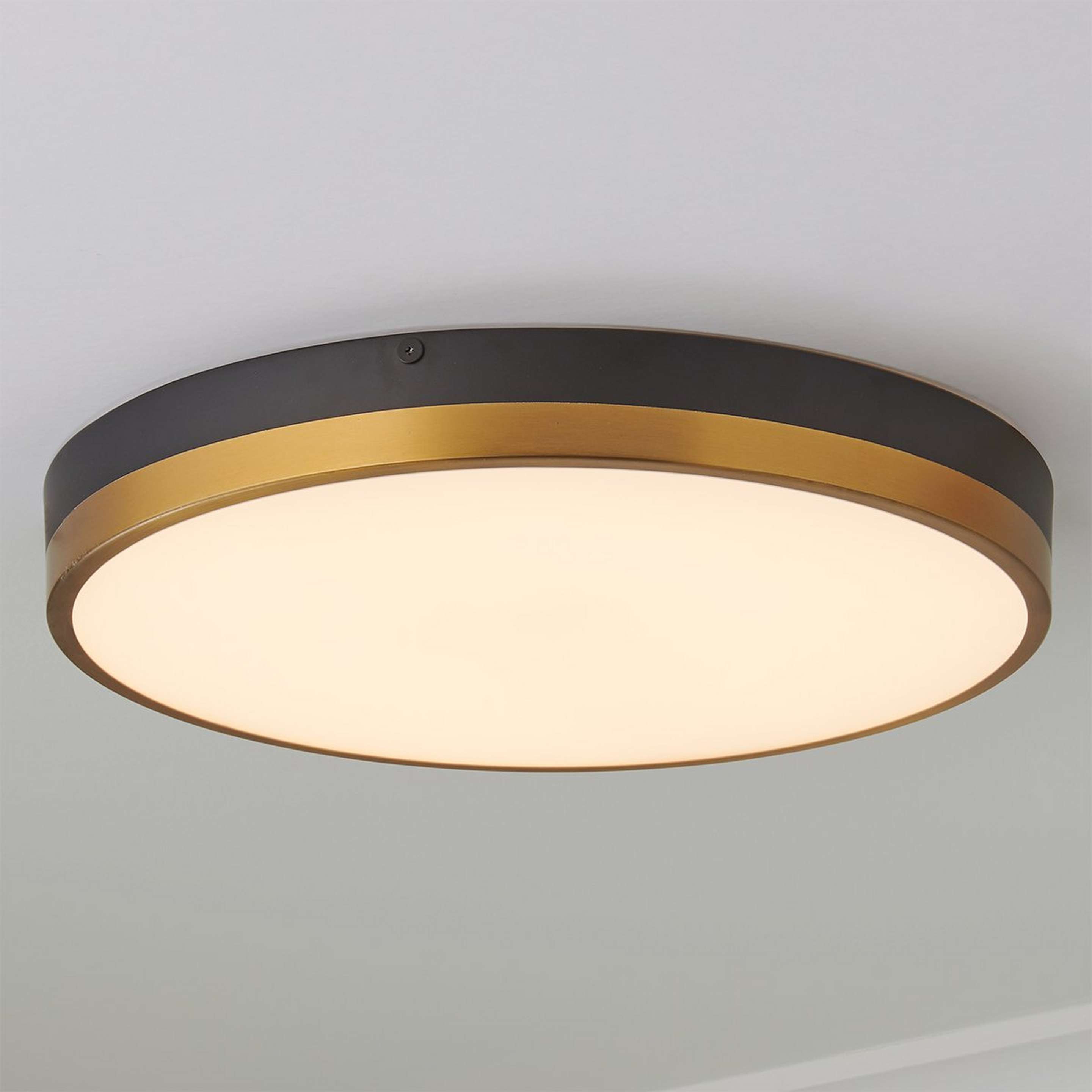 A Erwina LED Round Ceiling Light - Large with Matte Black / Aged Gold / Frosted Glass color