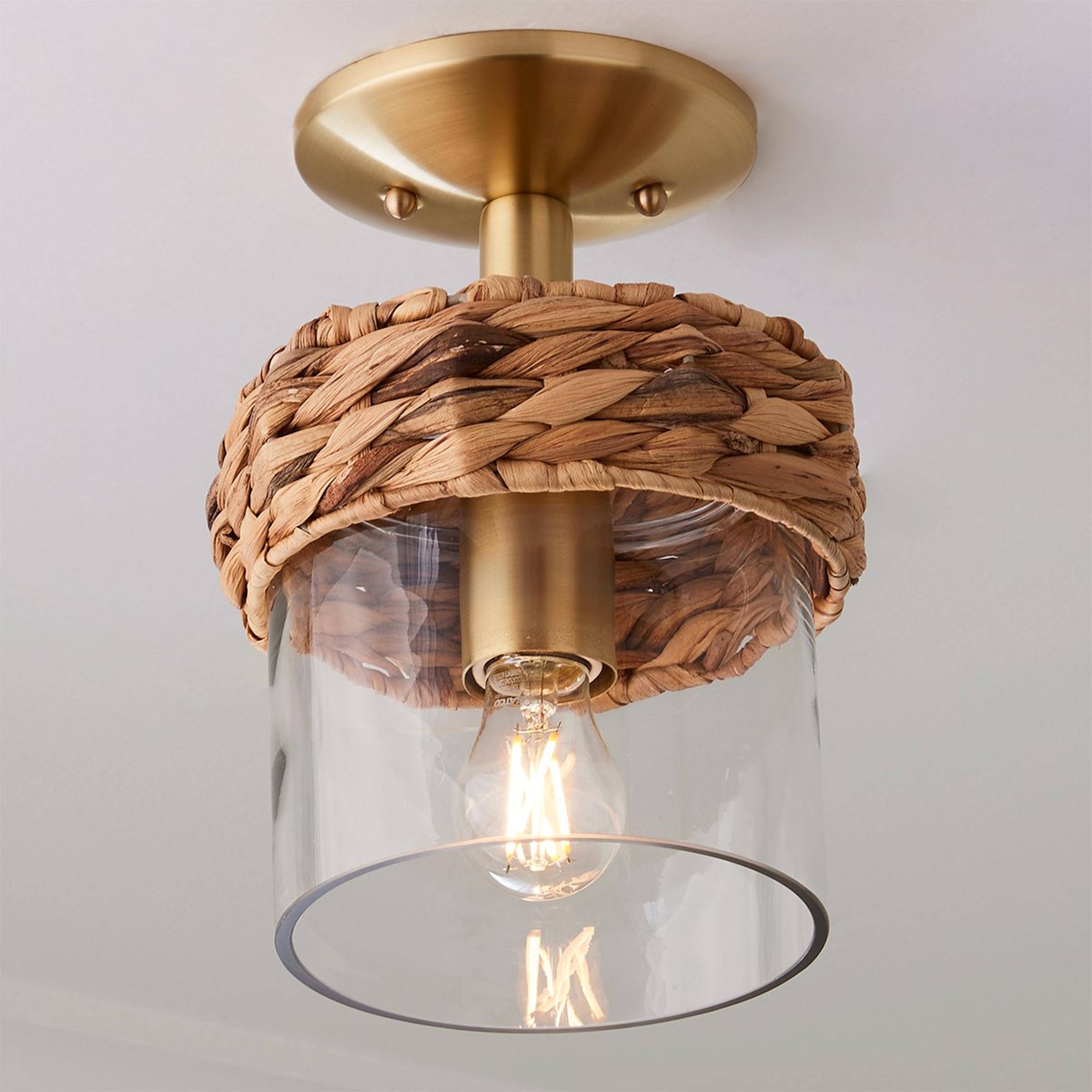 A Kampala Ceiling Light with Brushed Brass / Natural / Clear color
