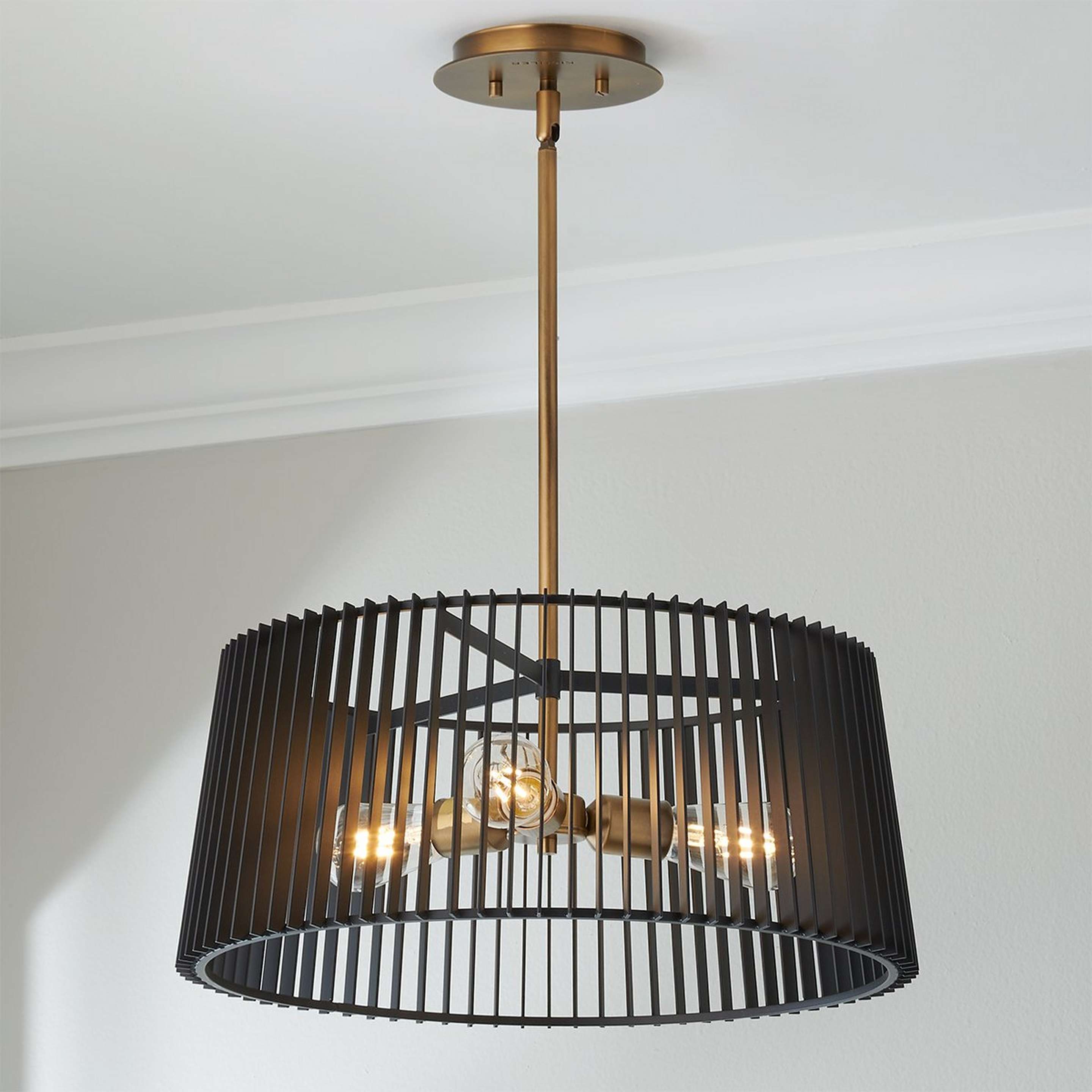 A Concertina Convertible Semi-Flush Ceiling Light with Brass / Black color
