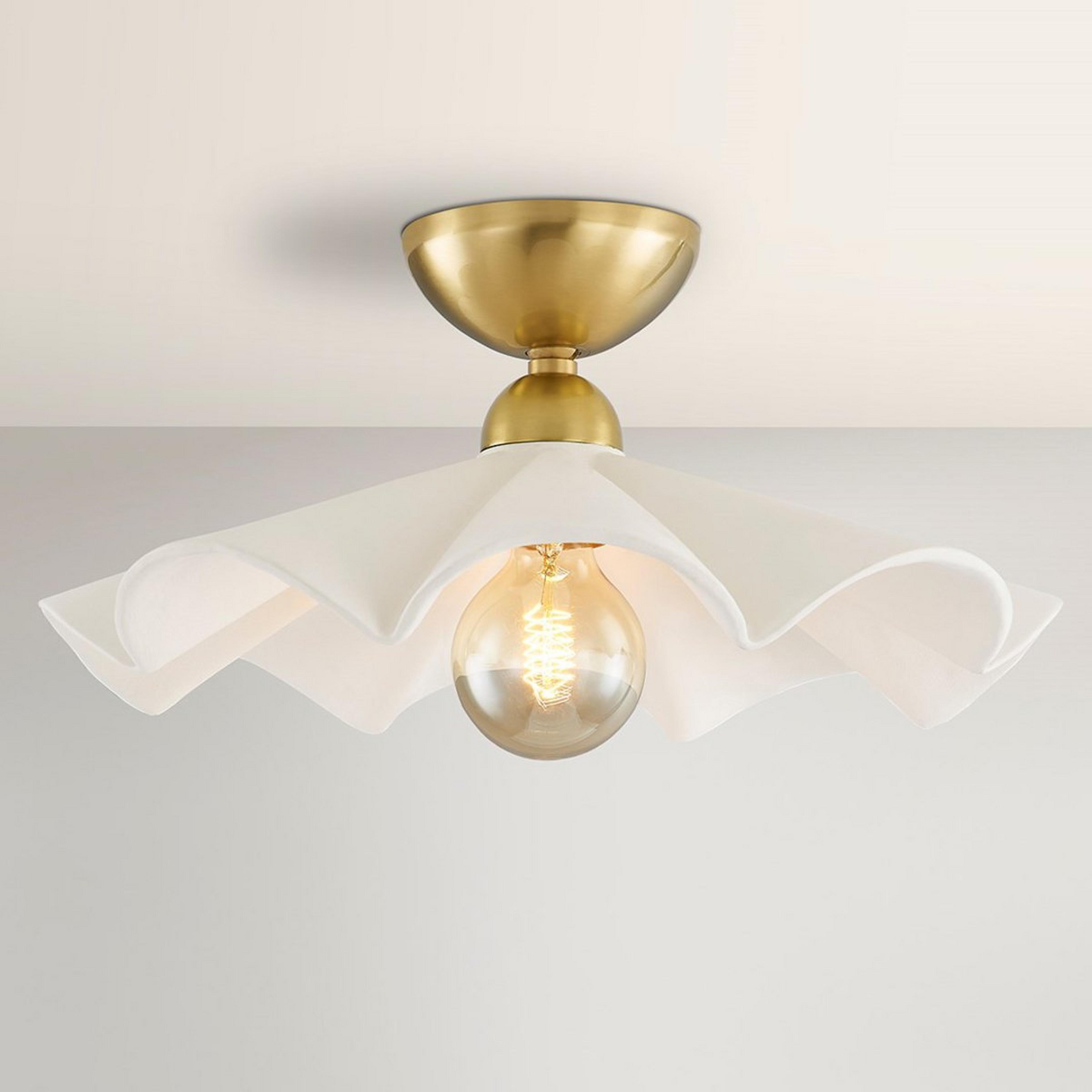 A Zeneyda Convertible Semi-Flush Ceiling Light with Gold / Textured White color