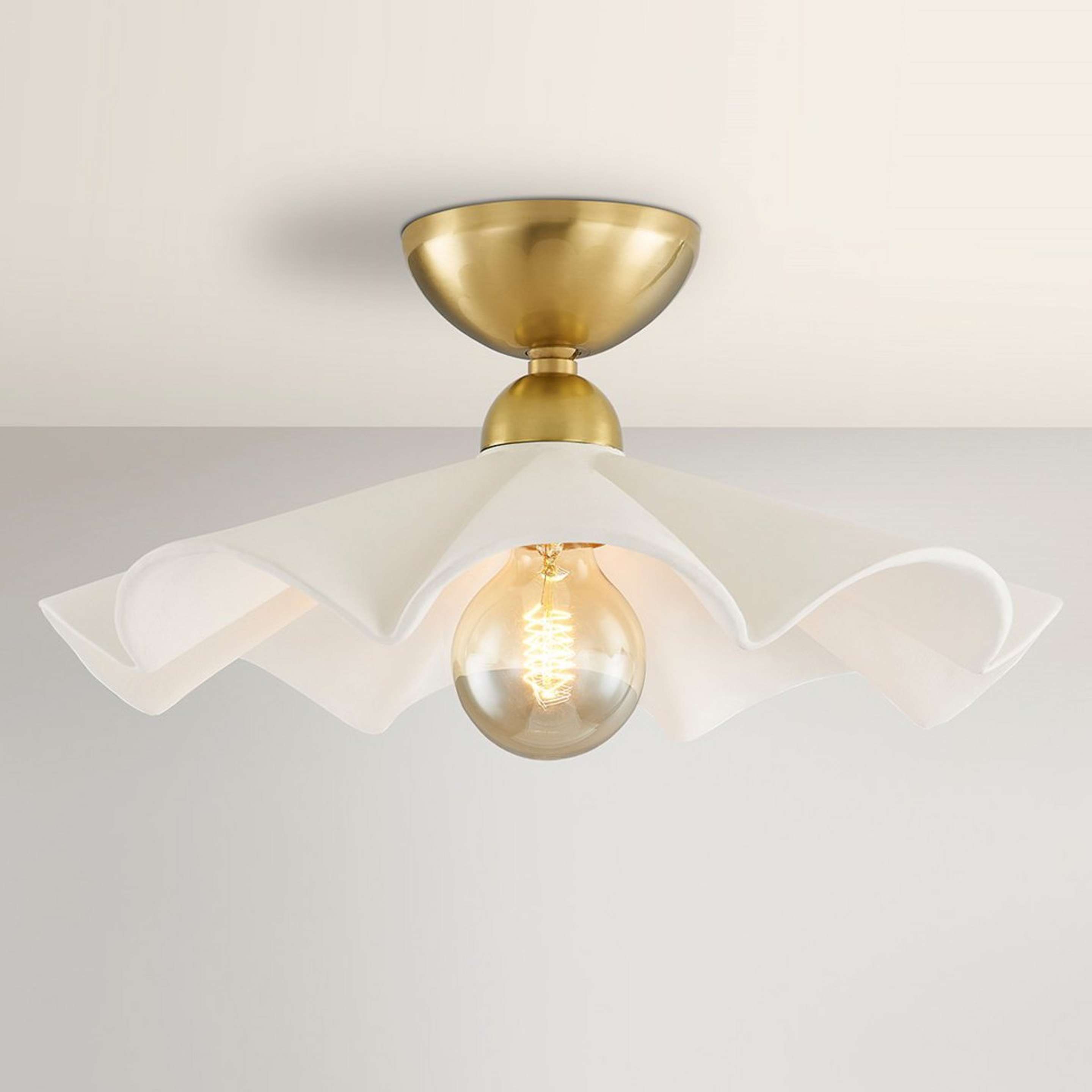 A Zeneyda Convertible Semi-Flush Ceiling Light with Gold / Textured White color