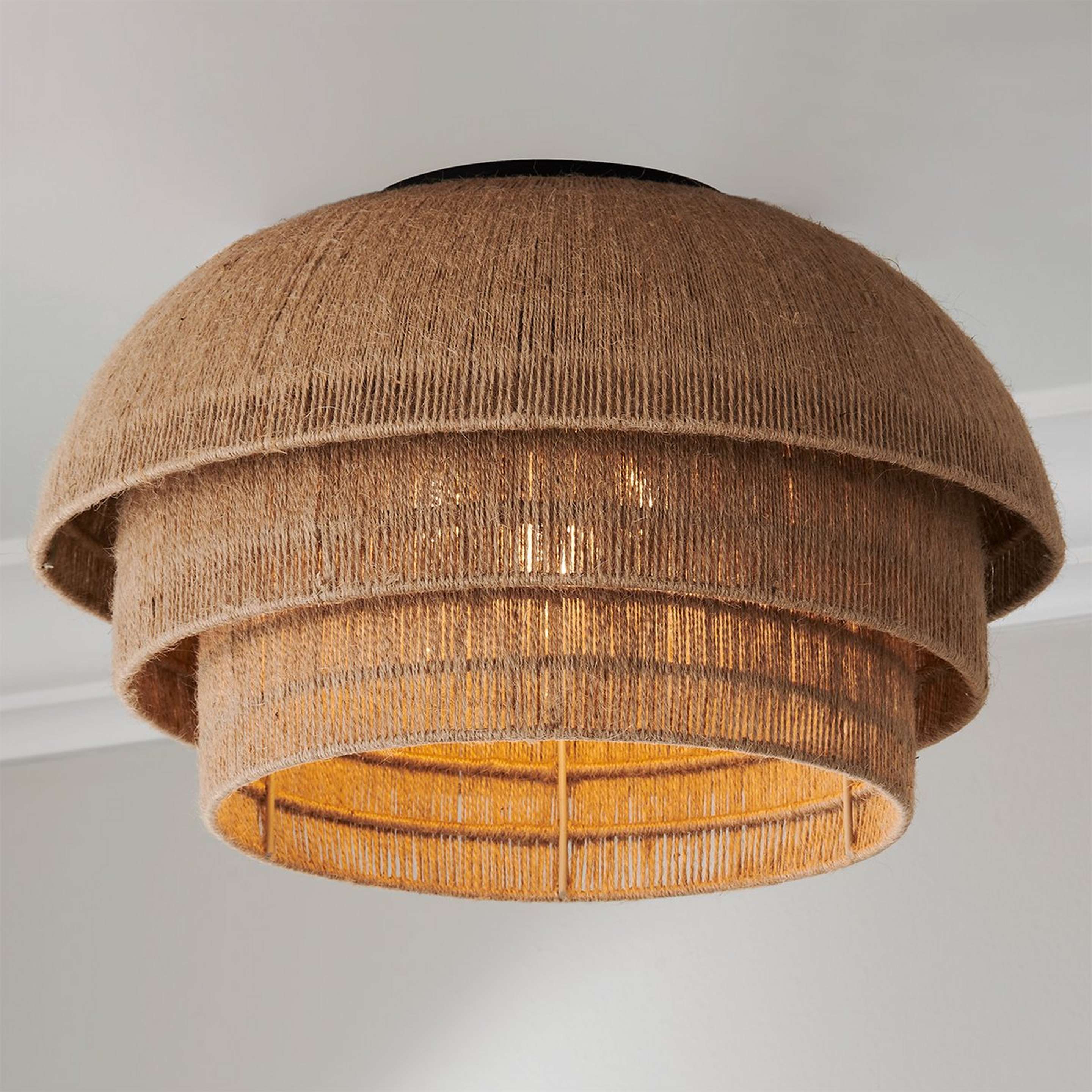 A Ondina Ceiling Light with Matte Black / Jute color