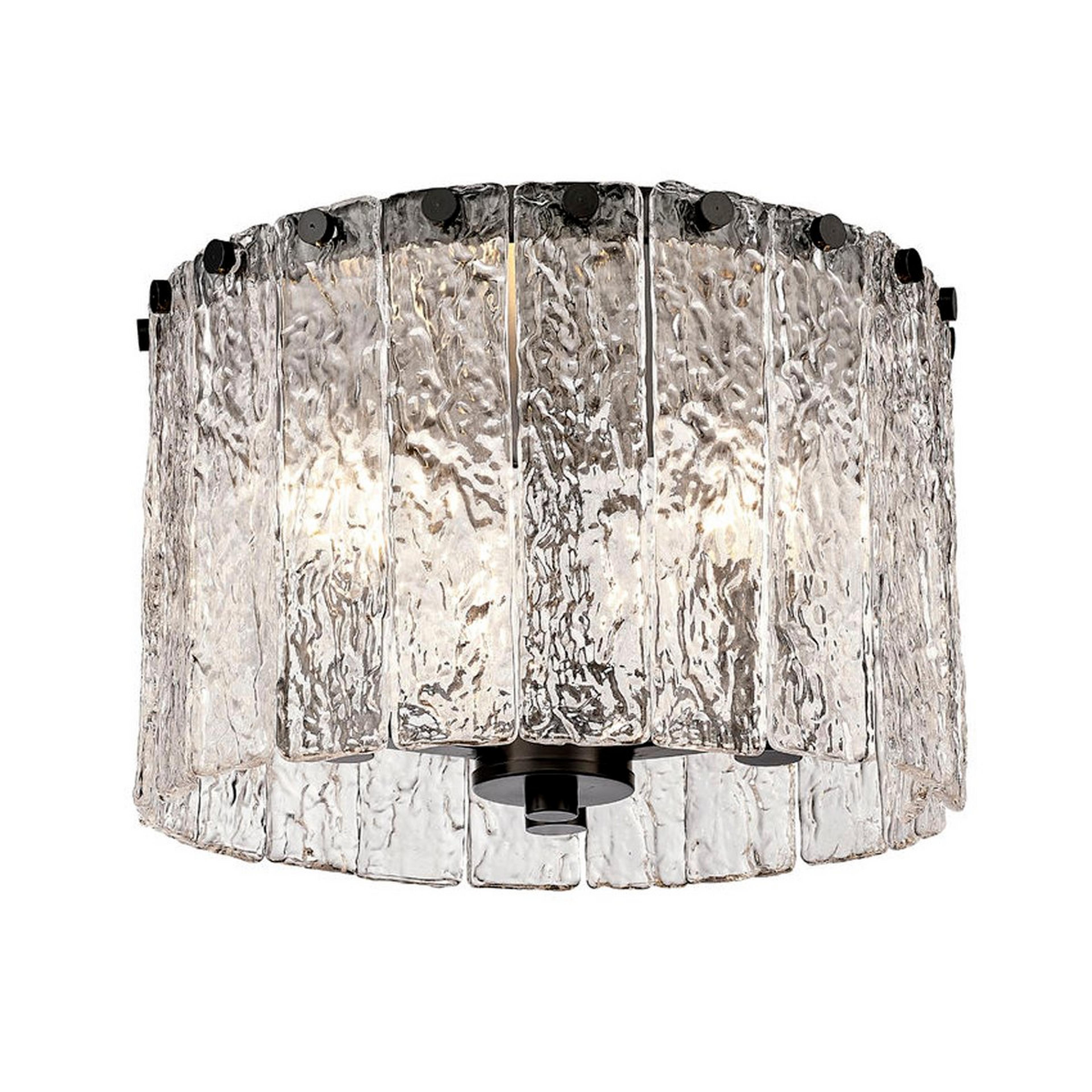 A Sonoraz Ceiling Light - Small with Matte Black / Clear Textured Glass color