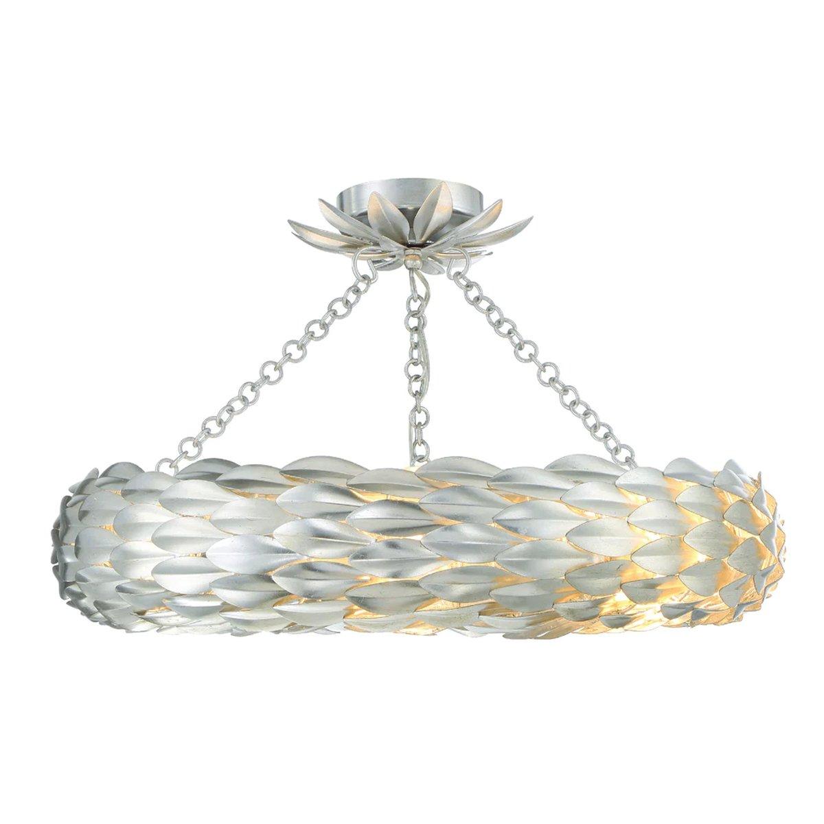 Olive Leaf Convertible Halo Chandelier - 6 Light