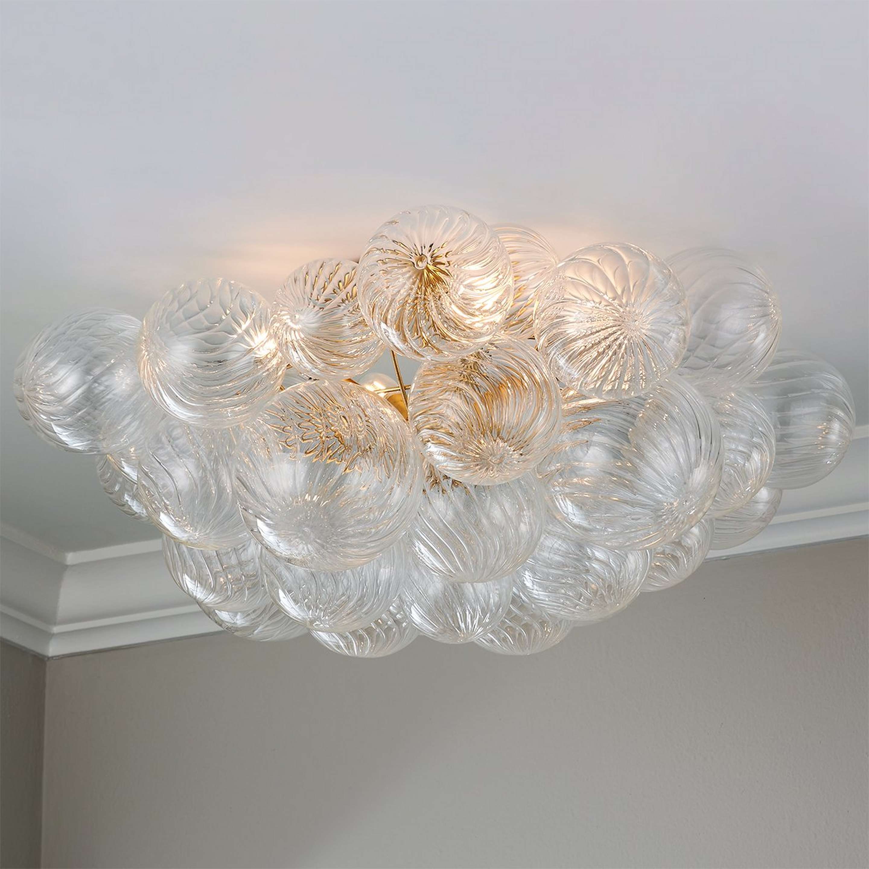 A Amalia Semi-Flush Ceiling Light - Medium with Aged Gold / Clear Glass color