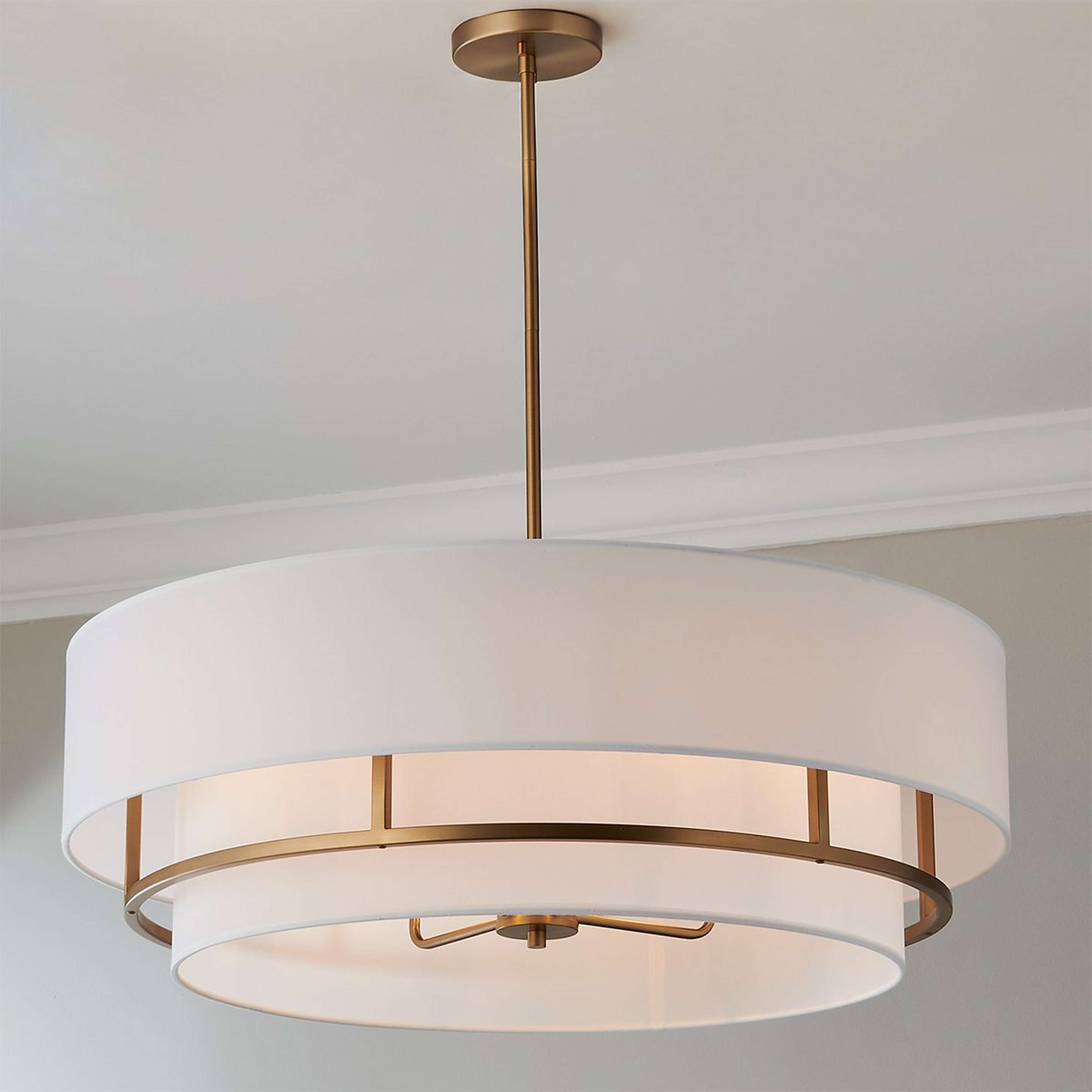 A Siobhan Convertible Ceiling Light - Large with Antique Brass / Off-White color