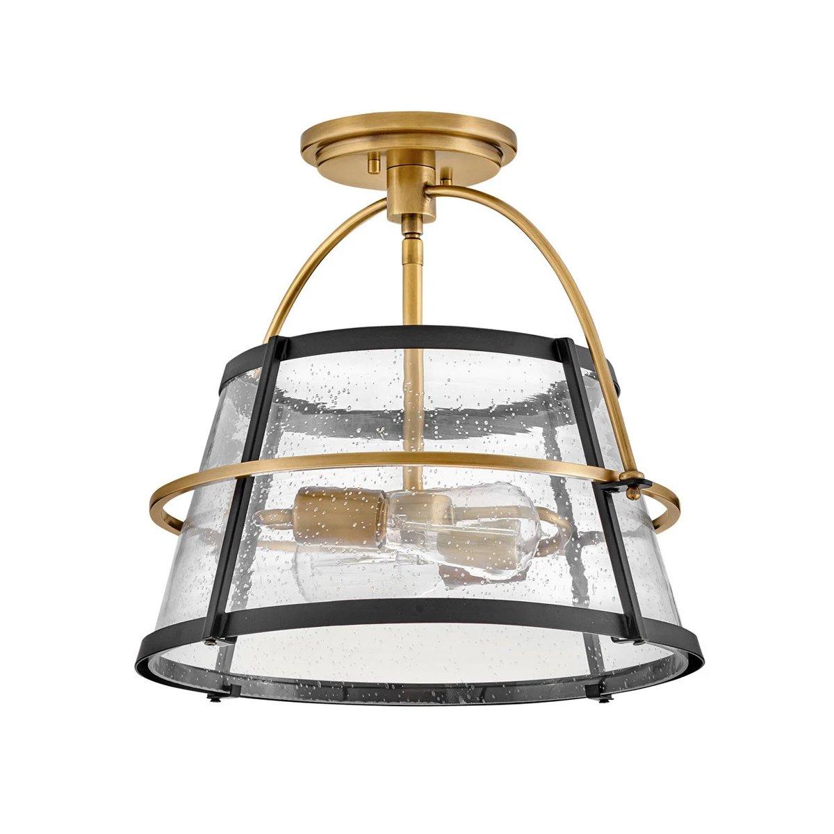 Mid-Century Seeded Glass Semi-Flush Ceiling Light Shades of Light