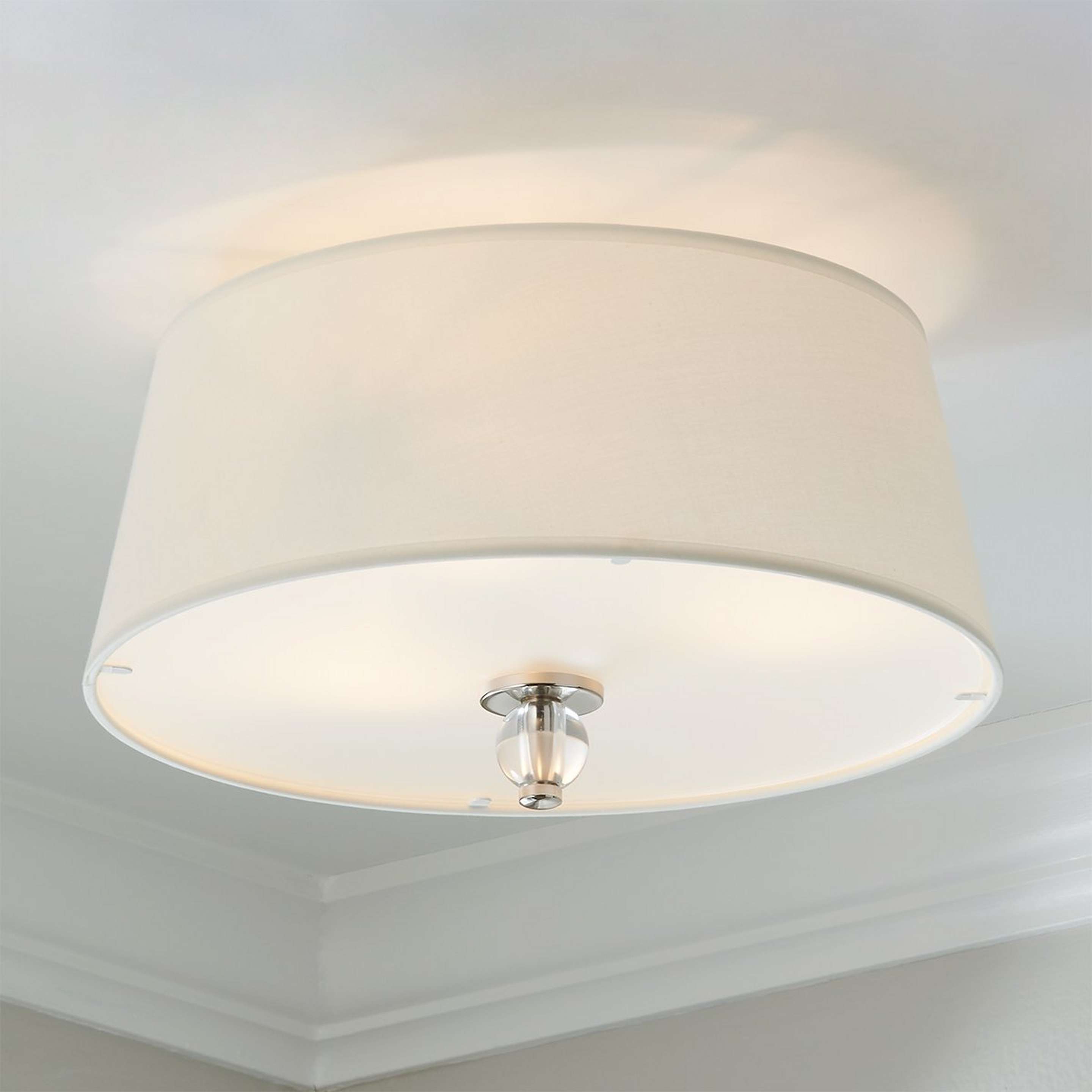 A Crystal Accent Ceiling Light with White / Polished Nickel color