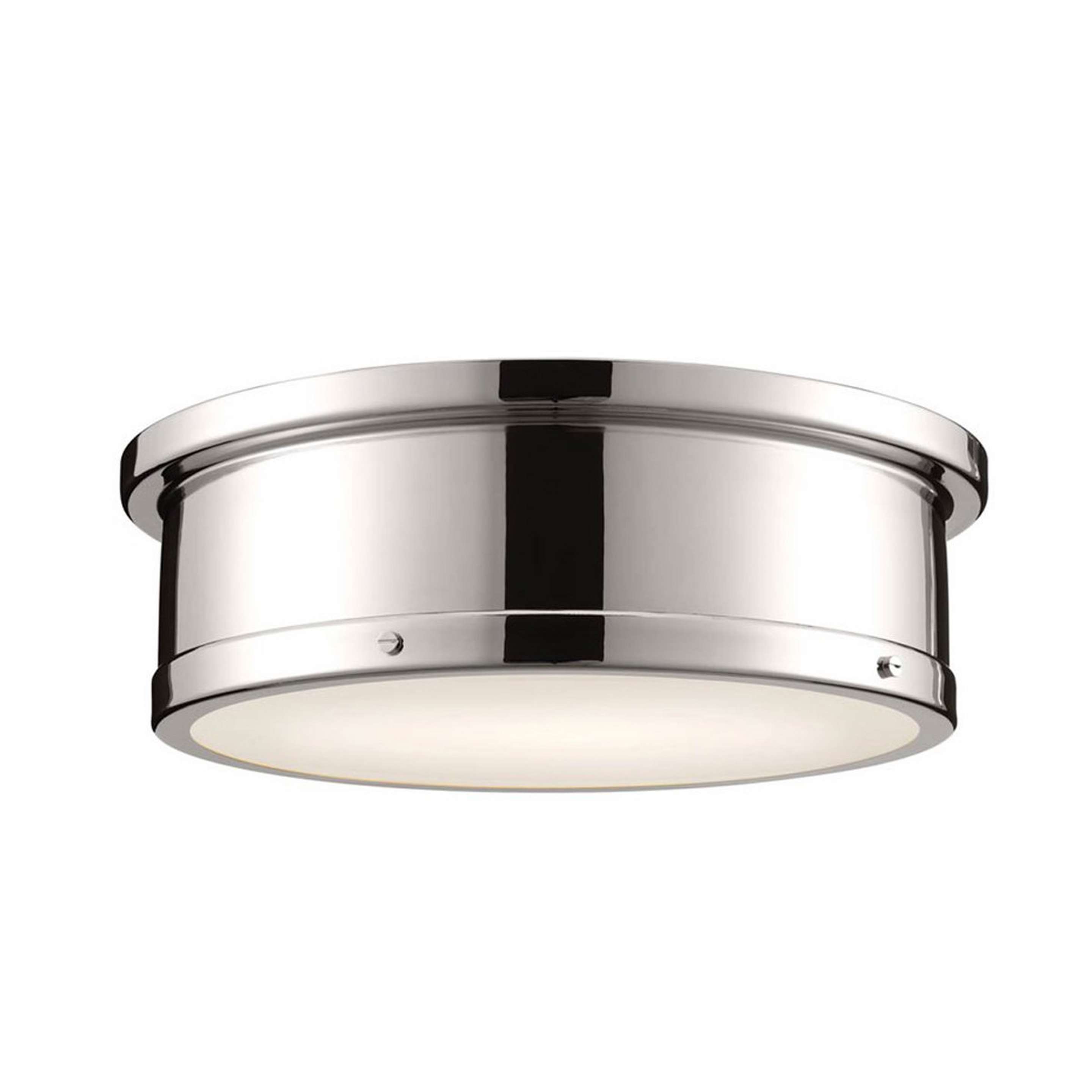 A Metal Drum Ceiling Light with Polished Nickel color