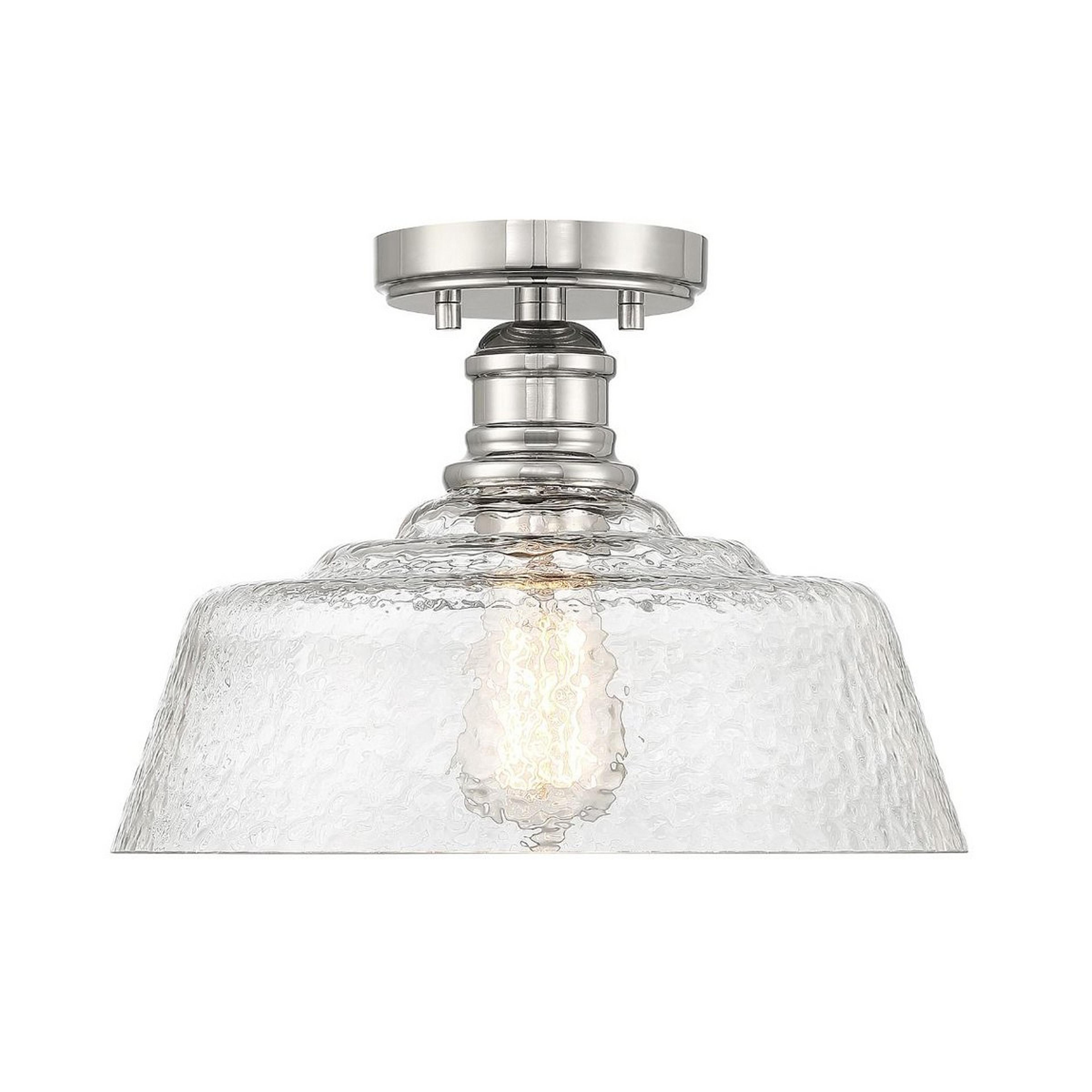 A Expeditious Ceiling Light with Polished Nickel / Textured Water Glass color
