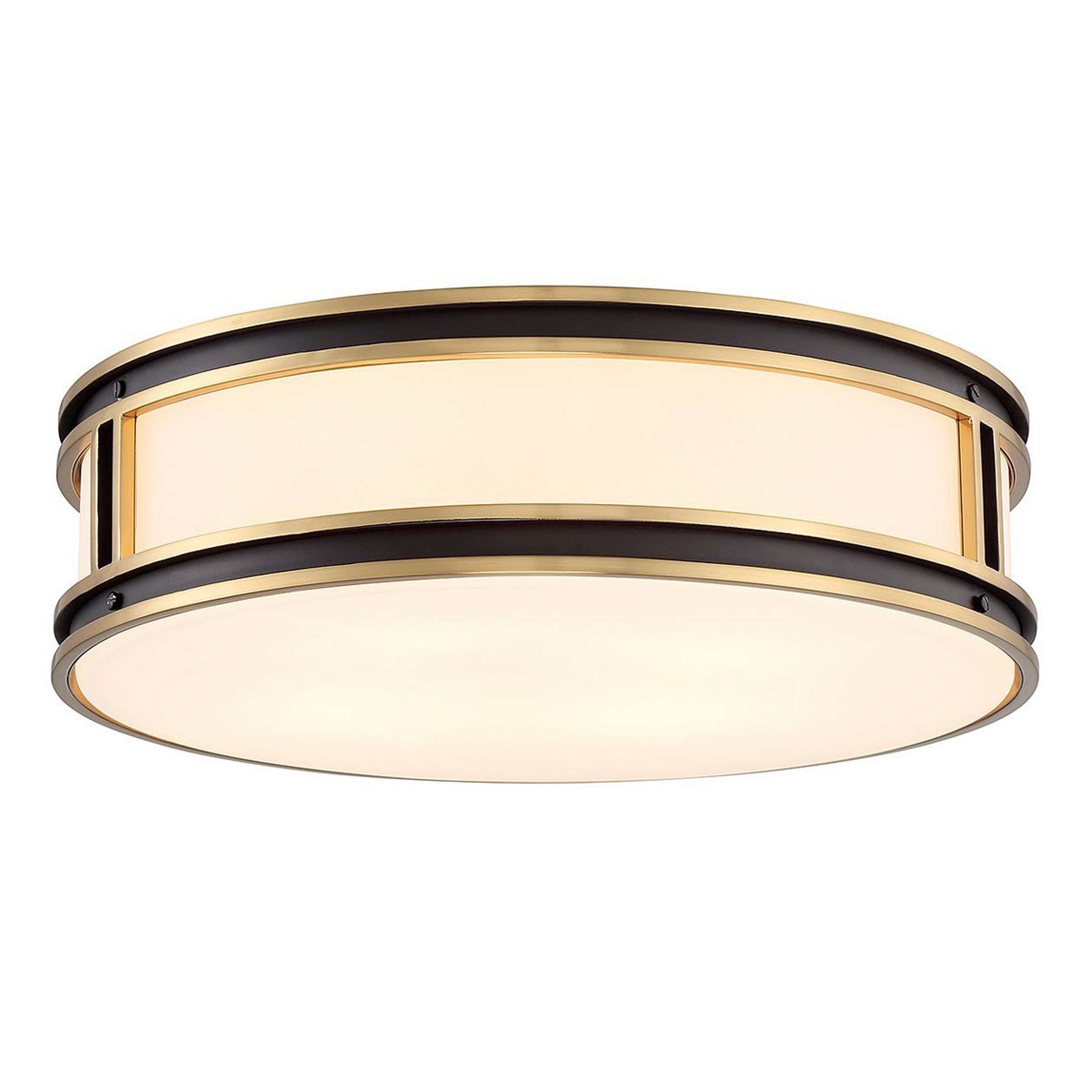 A Prospero Ceiling Light with Matte Black / Brass / Opal Glass color