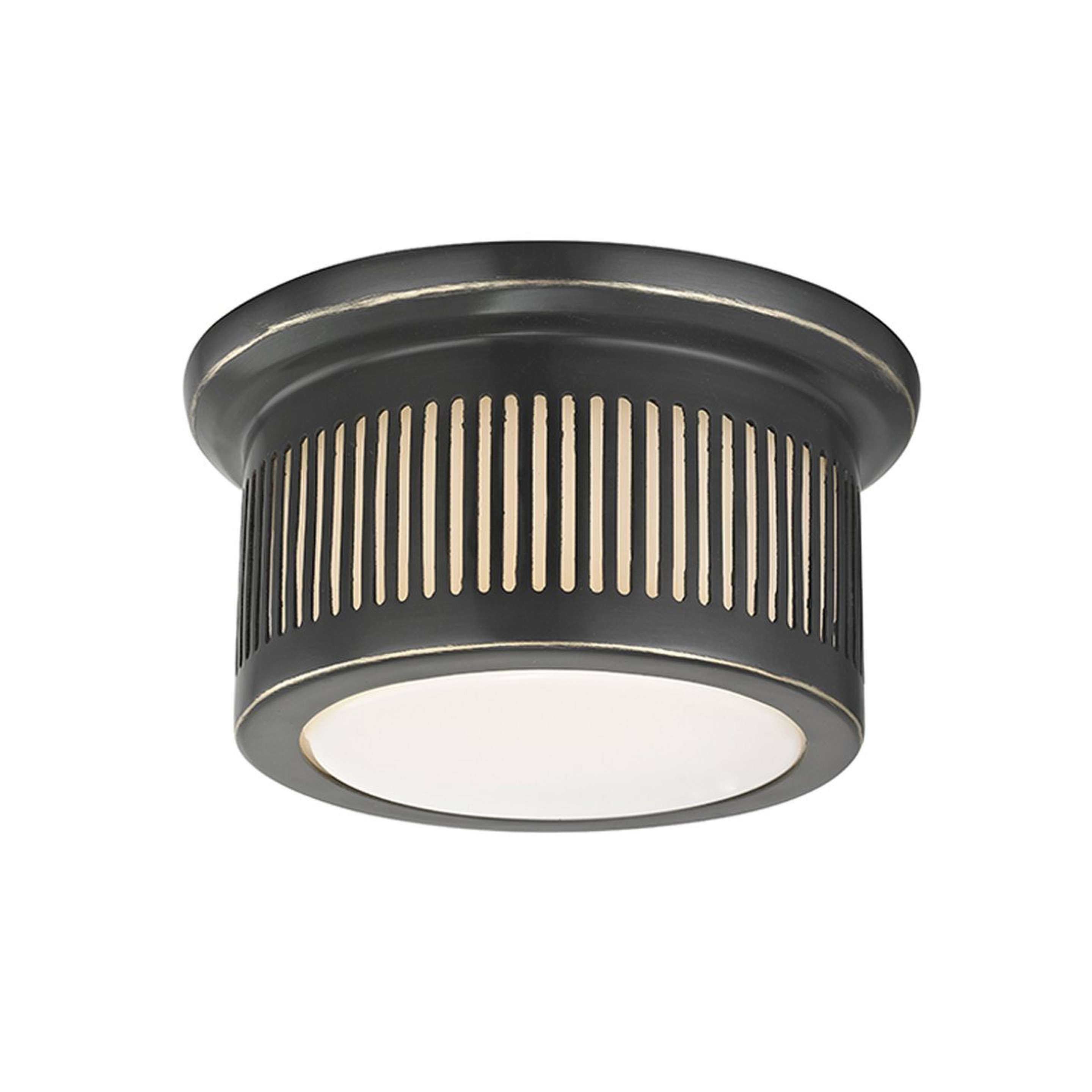 A Diedrich Ceiling Light with Oiled Rubbed Bronze / Opal Glass color