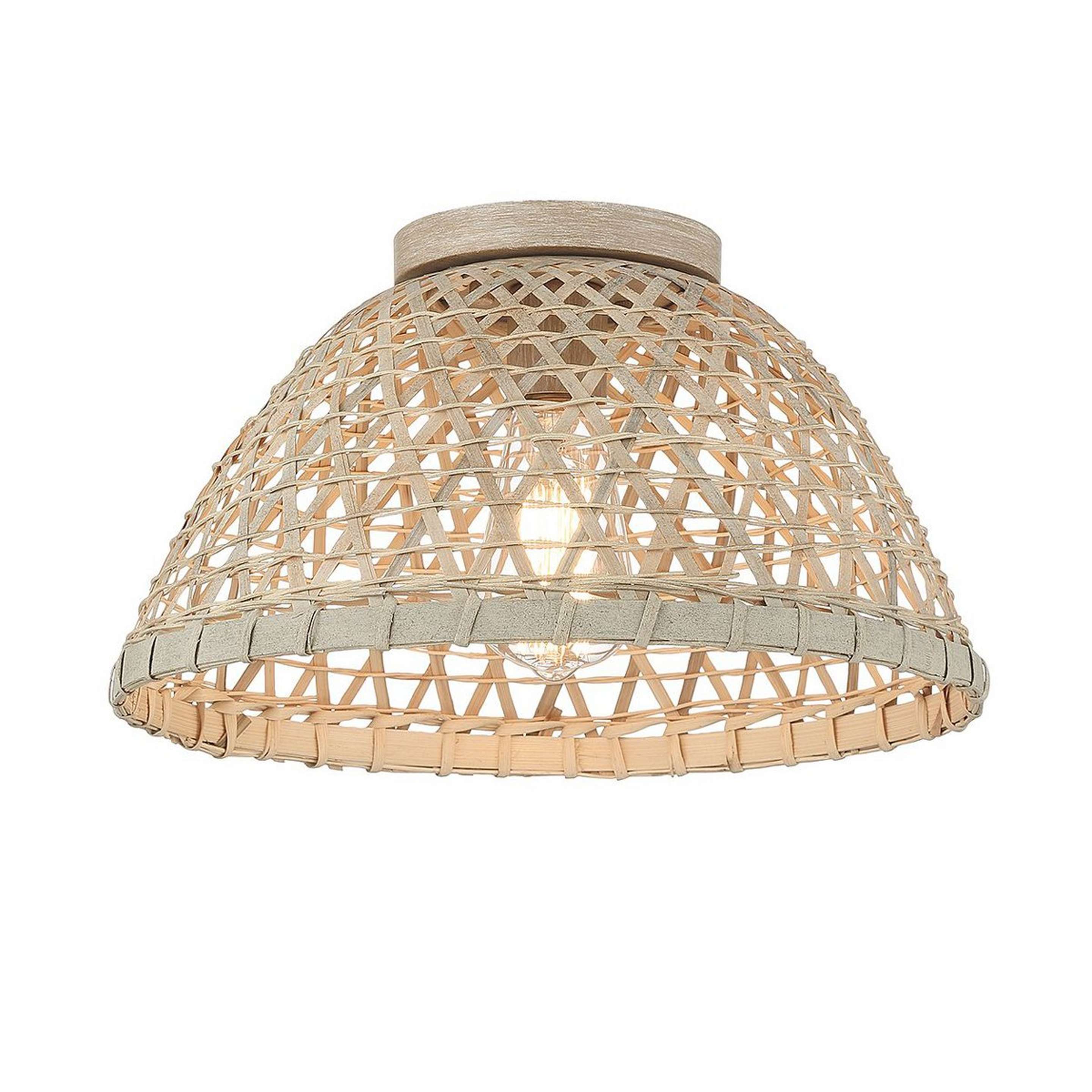 A Rumba Rattan Ceiling Light with Rattan color
