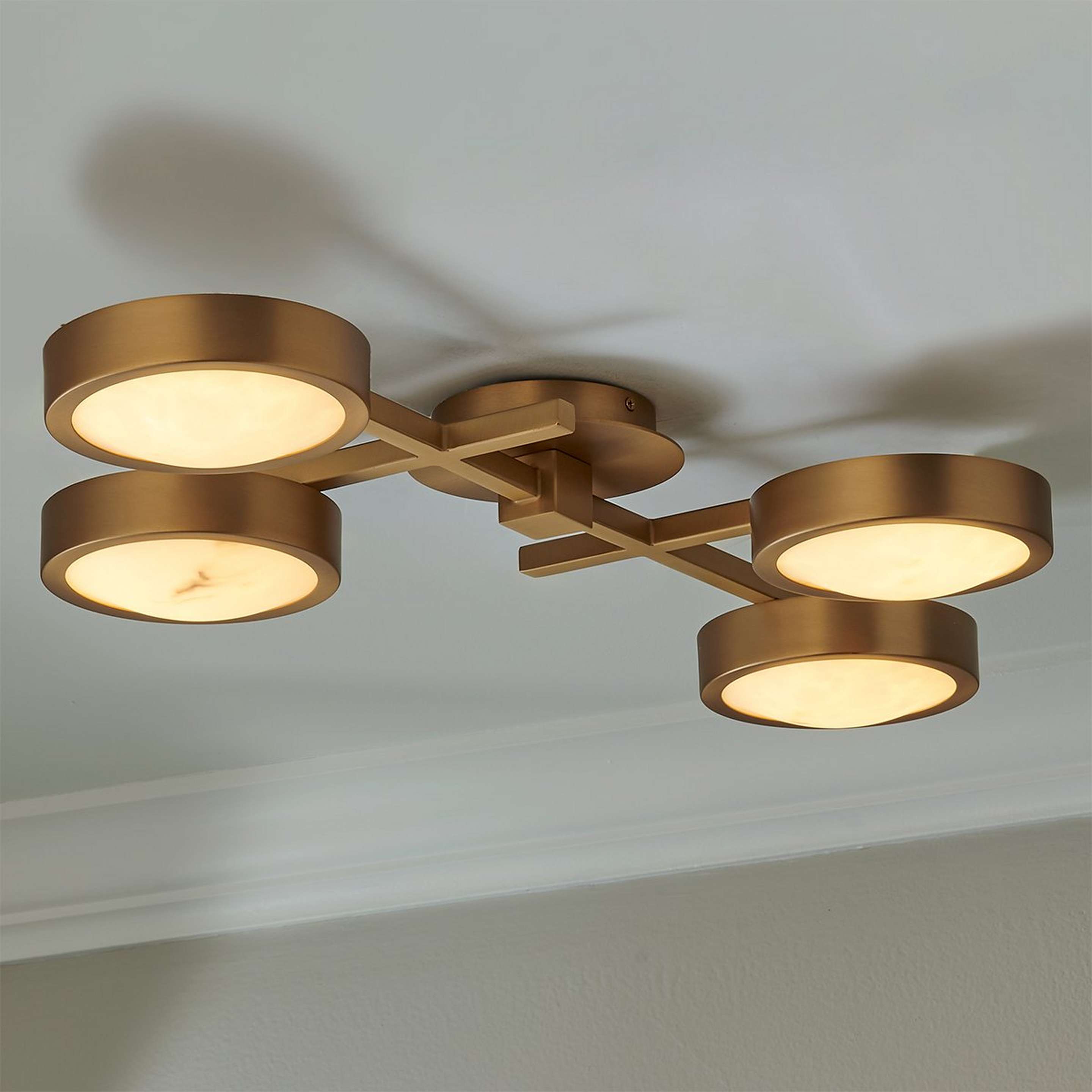 A Pindell Cluster LED Ceiling Light with Brass / Faux Alabaster color