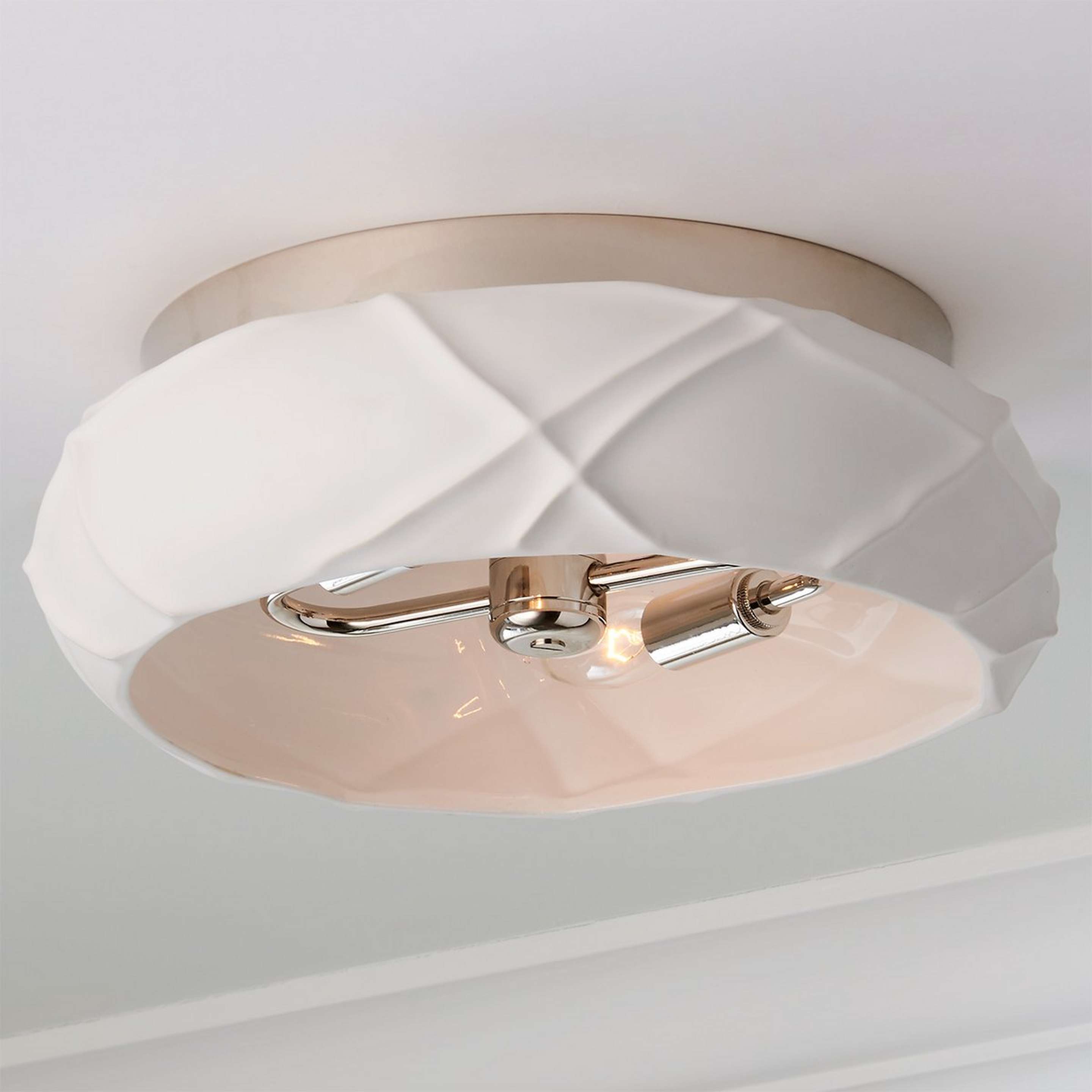 A Longmont Ceiling Light - Large with Polished Nickel / White color