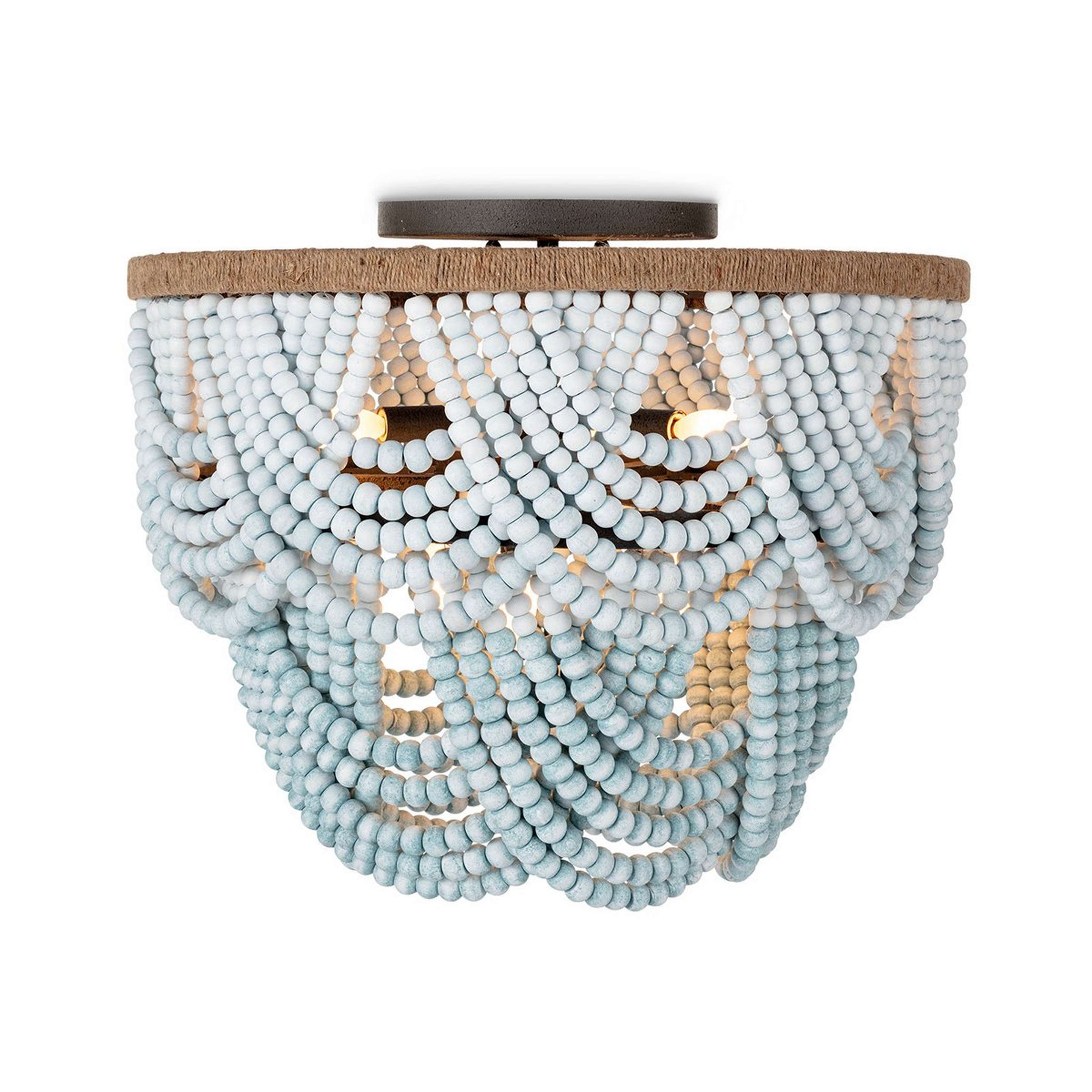 A Layered Ombre Ceiling Light with Ombre Blue / Natural Jute color