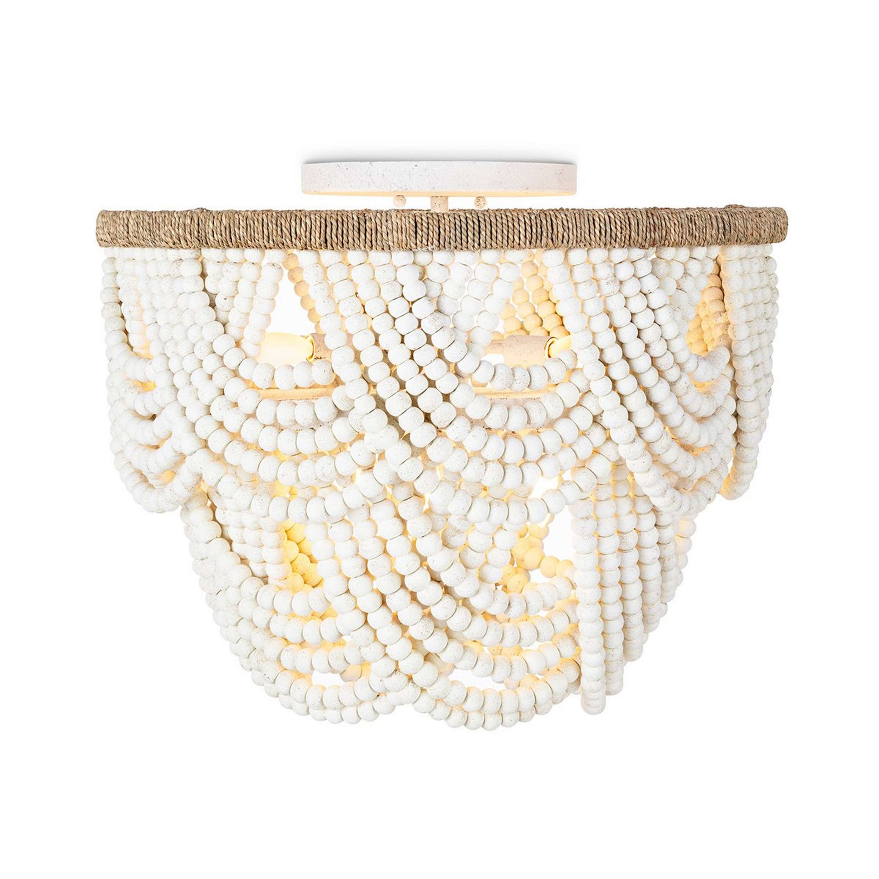 A Willoe Beaded Ceiling Light with White Wood / Jute Rope color