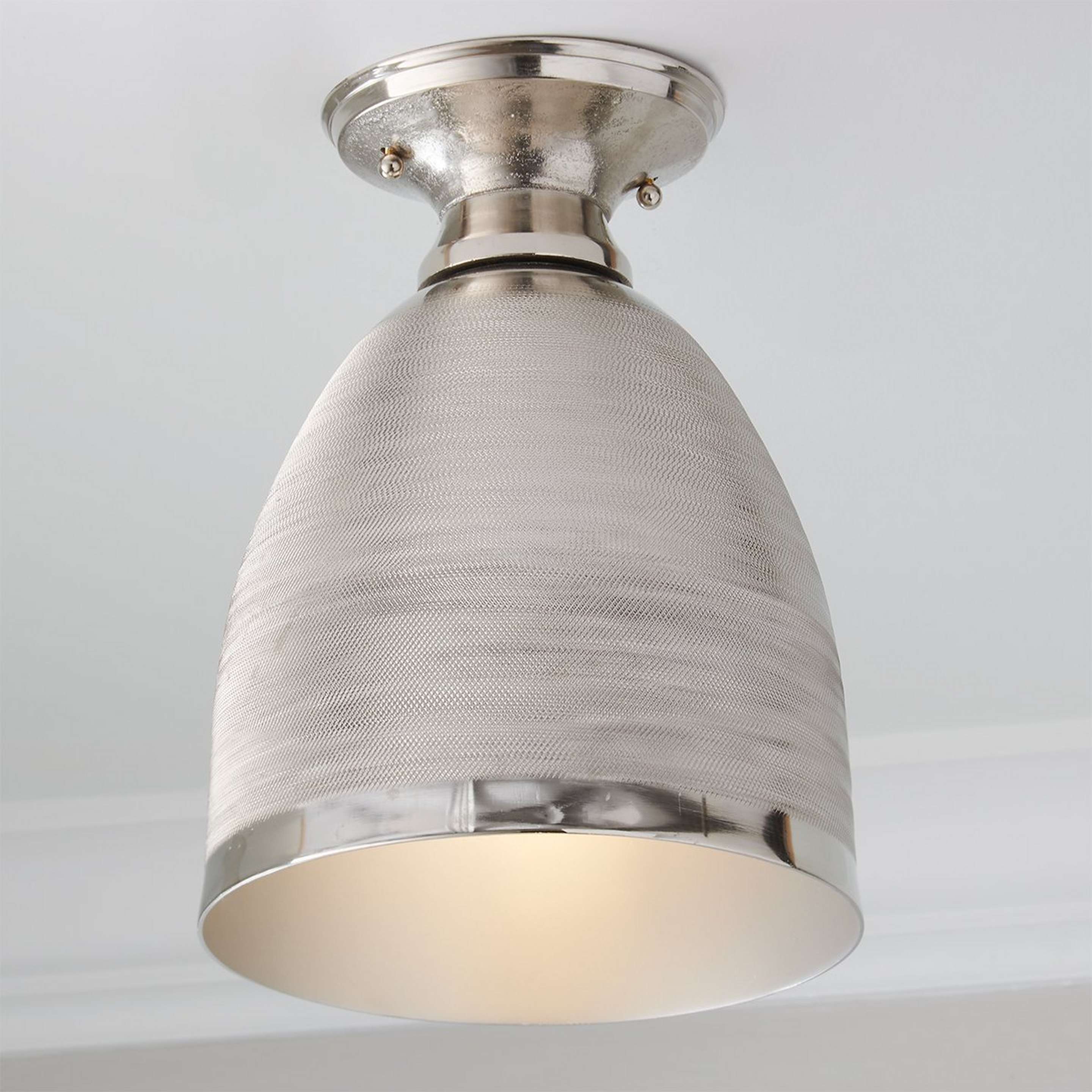 A Hachure Dome Semi-Flush Ceiling Light - Small with Silver color