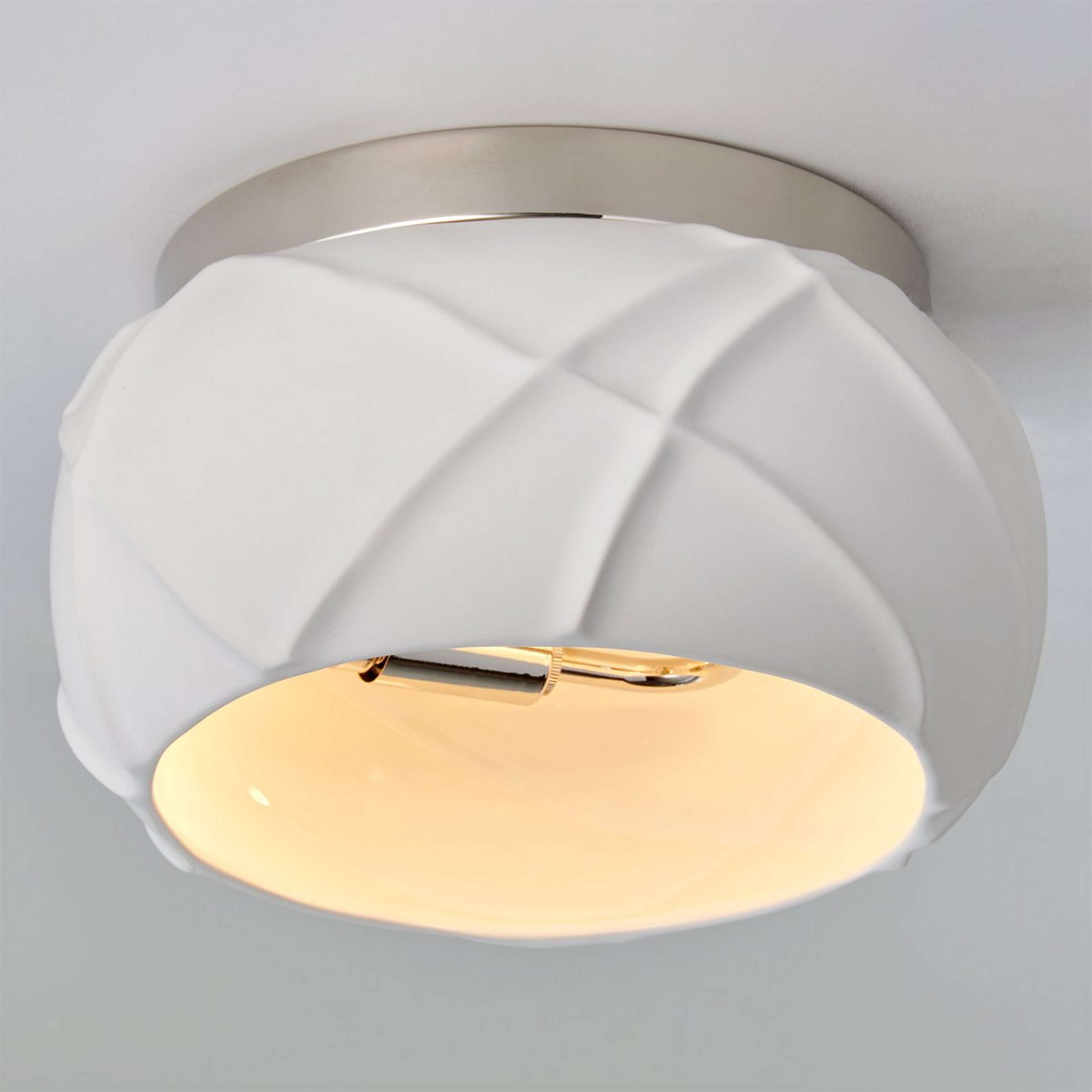 A Longmont Ceiling Light - Small with Polished Nickel / White color
