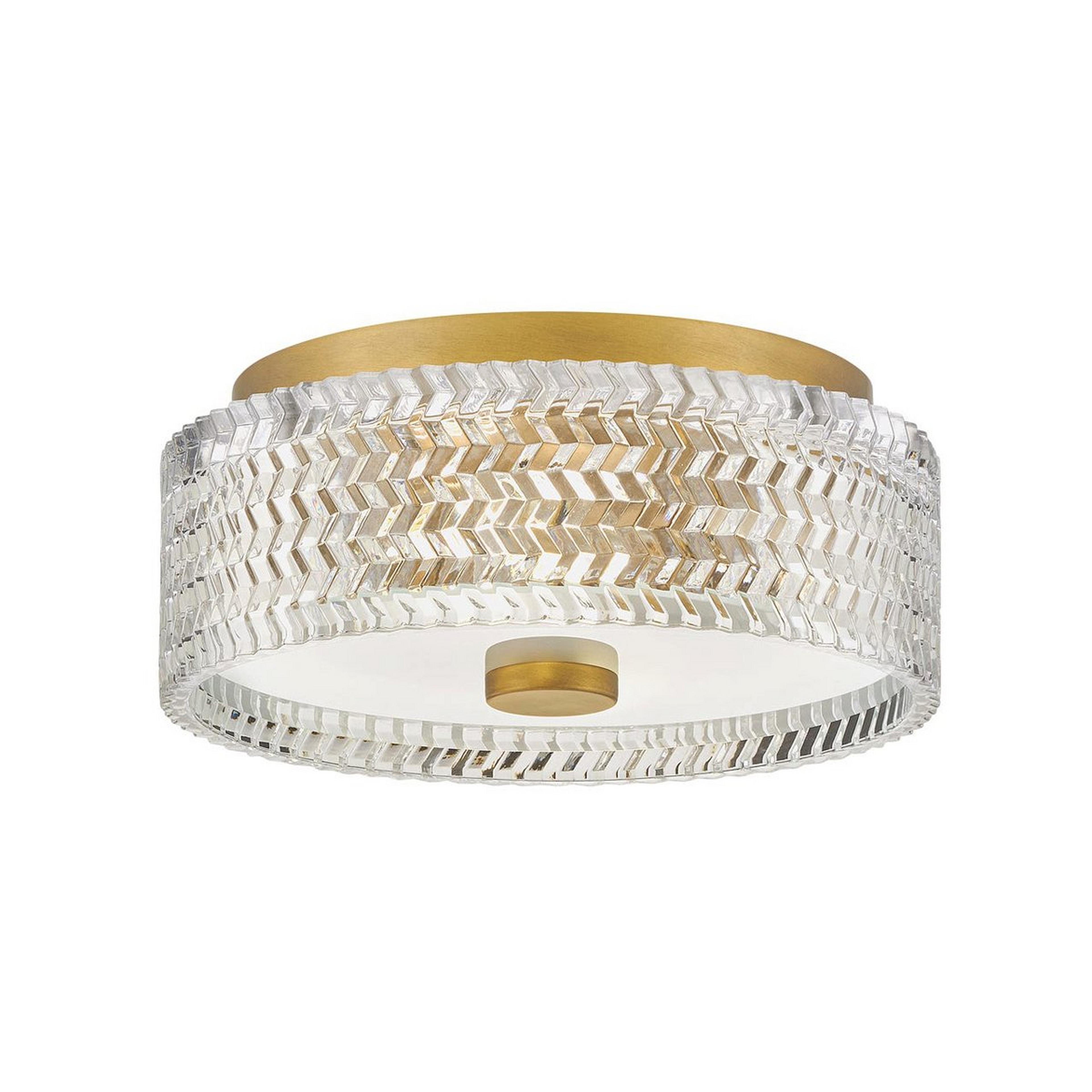 A Sensational Zig-Zag Ceiling Light with Aged Brass / Clear Glass color