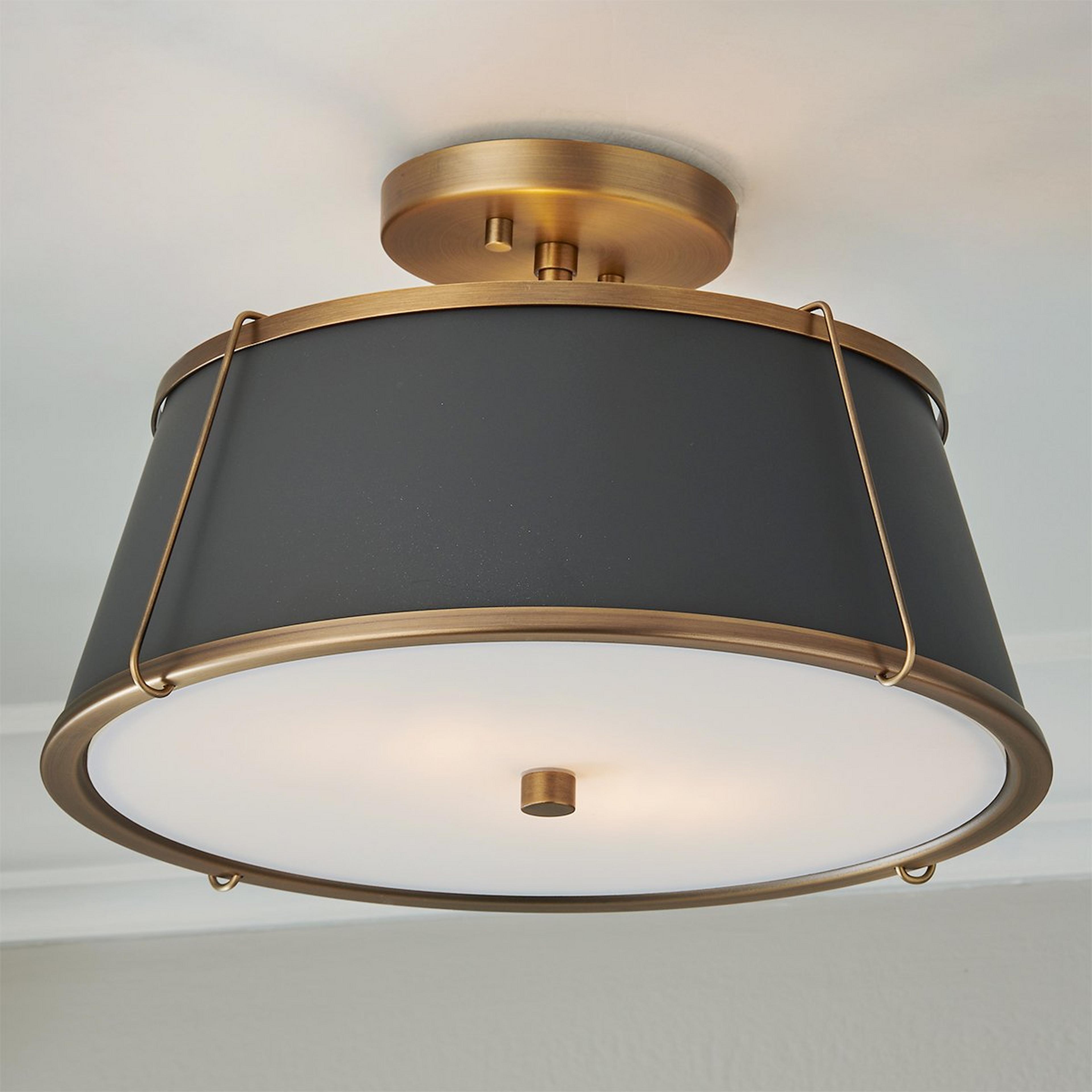 A Chantilly Ceiling Light with Lacquered Brass / Gray color
