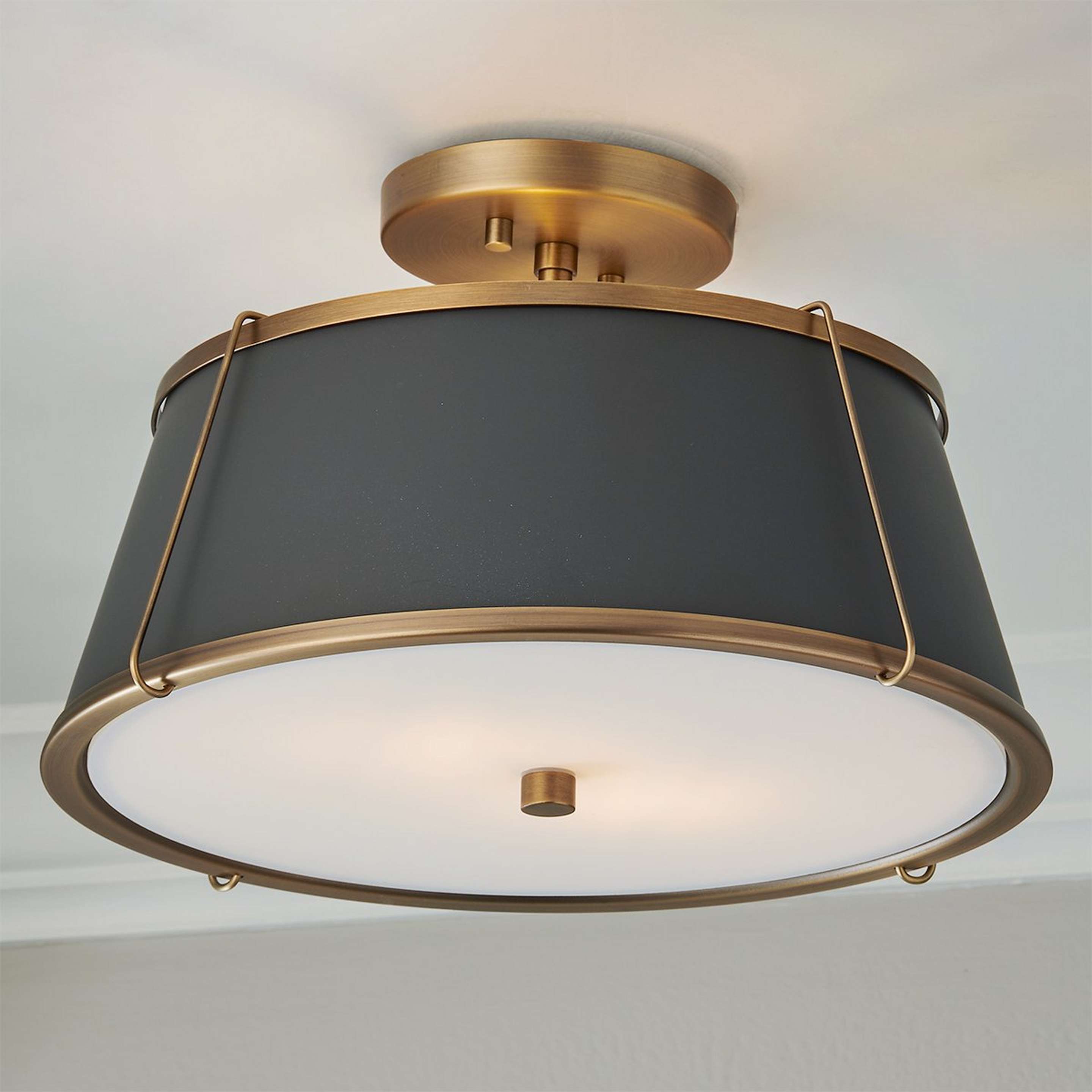 A Chantilly Ceiling Light with Lacquered Brass / Gray color