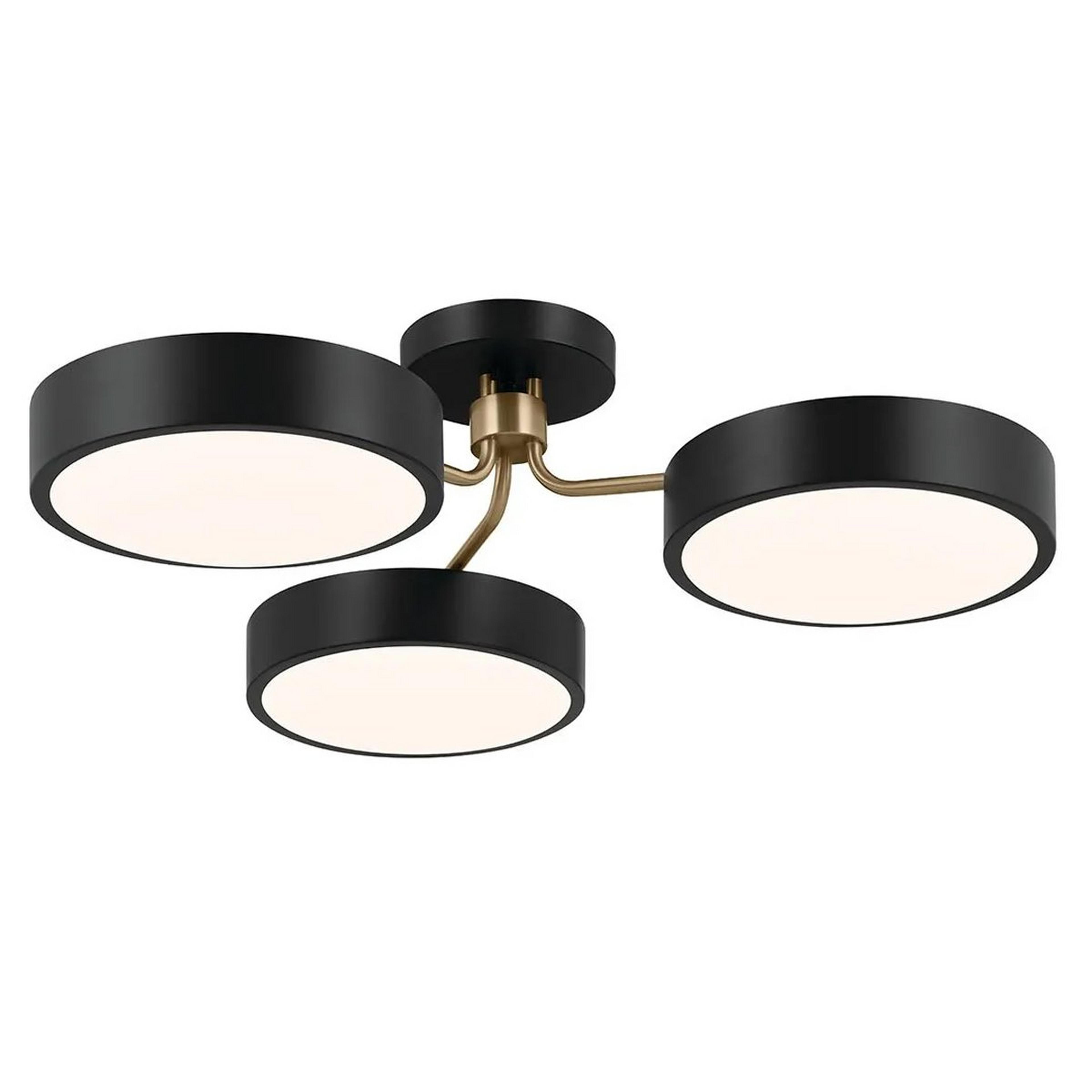 A Mellifluous LED Semi-Flush Ceiling Light - 3 Light with Black / Champagne Bronze color