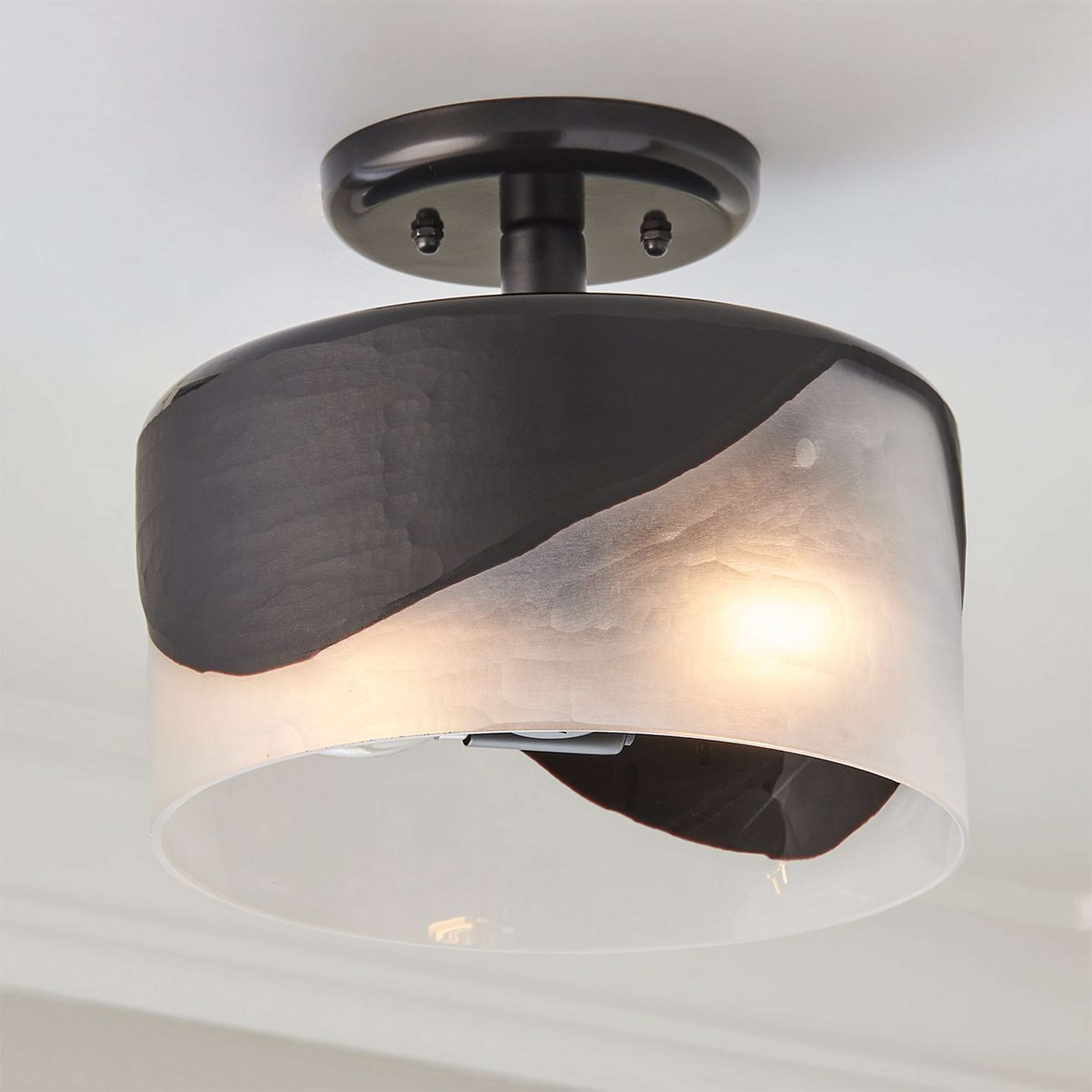A Molten Midnight Semi-Flush Ceiling Light with Black / Frosted color